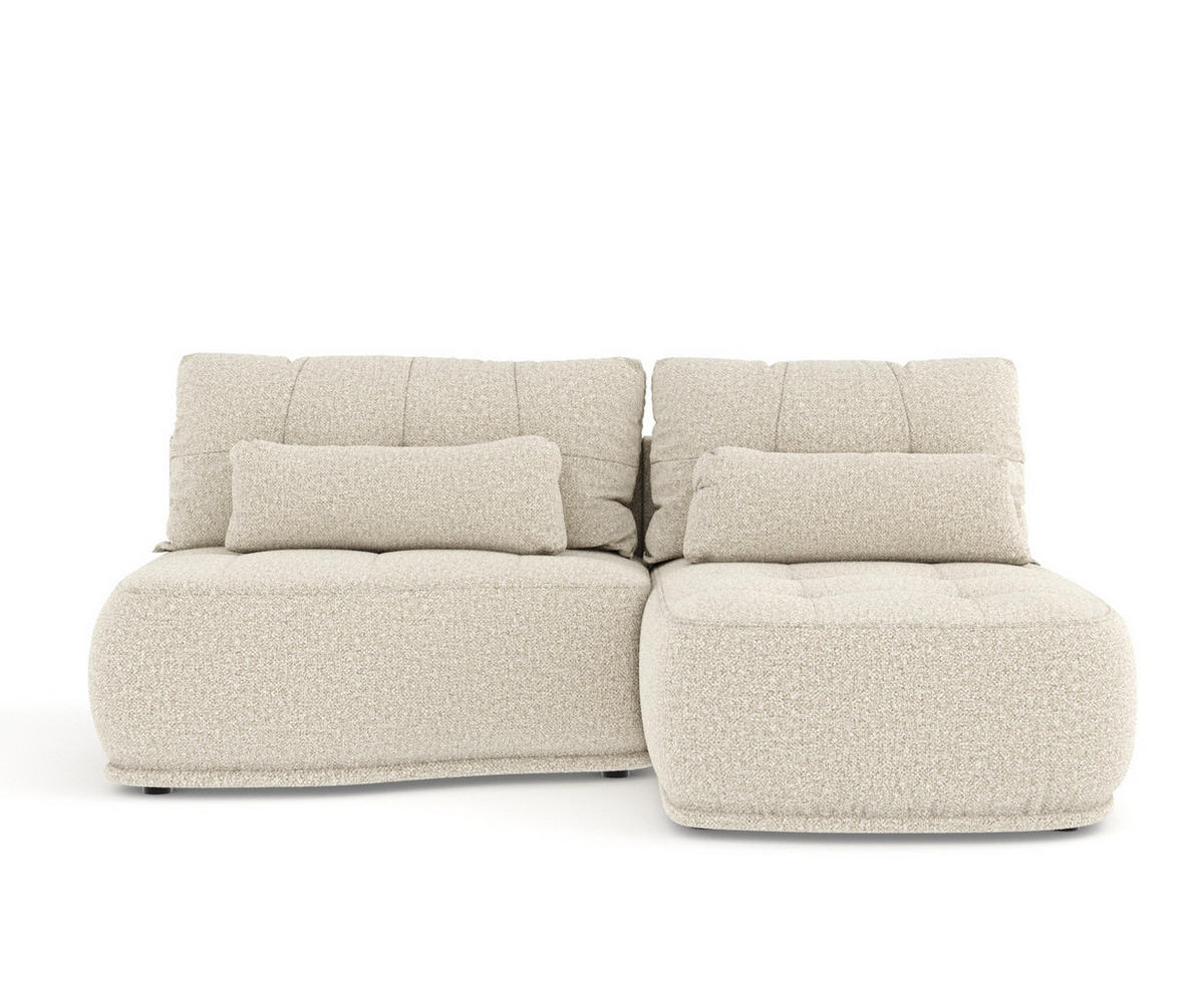 ECKSOFA MIT SCHLAFFUNKTION Batu Beige Plüschstoff - Beige/Schwarz, Holz/Holzwerkstoff (223/158cm) - Maison de Reve