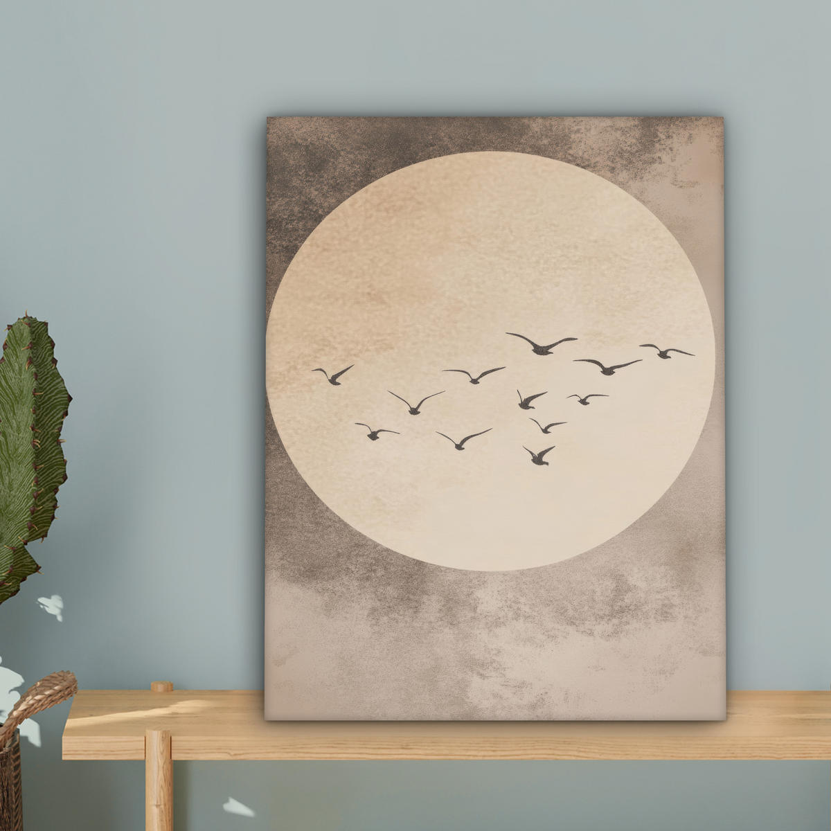 LEINWANDBILD Vogel - Beige - Japanisch 30x40 cm - Taupe, Textil (30/40cm) - MuchoWow