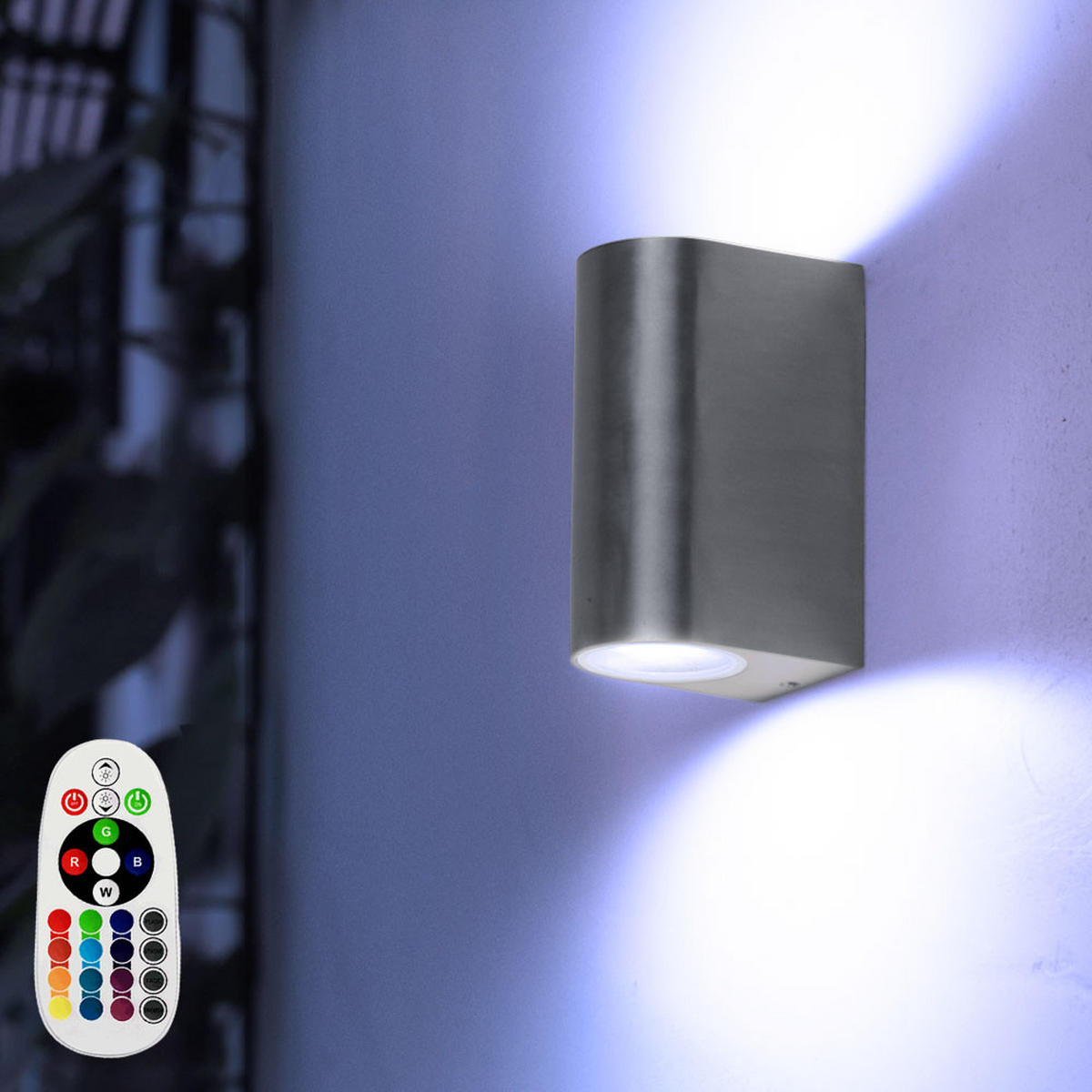 RGB LED AUSSEN-WANDLEUCHTE Silber Aluminium - Silberfarben, Metall (7/15.1/10cm)