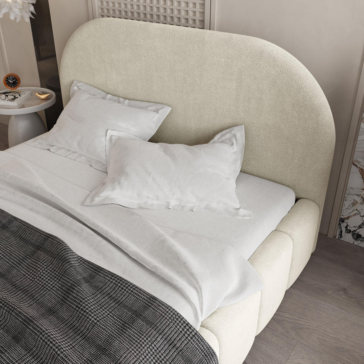 POLSTERBETT FLUSSO 160x200 cm mit Bettkästen - Creme - Creme, Holz (160/200cm) - MASSENO