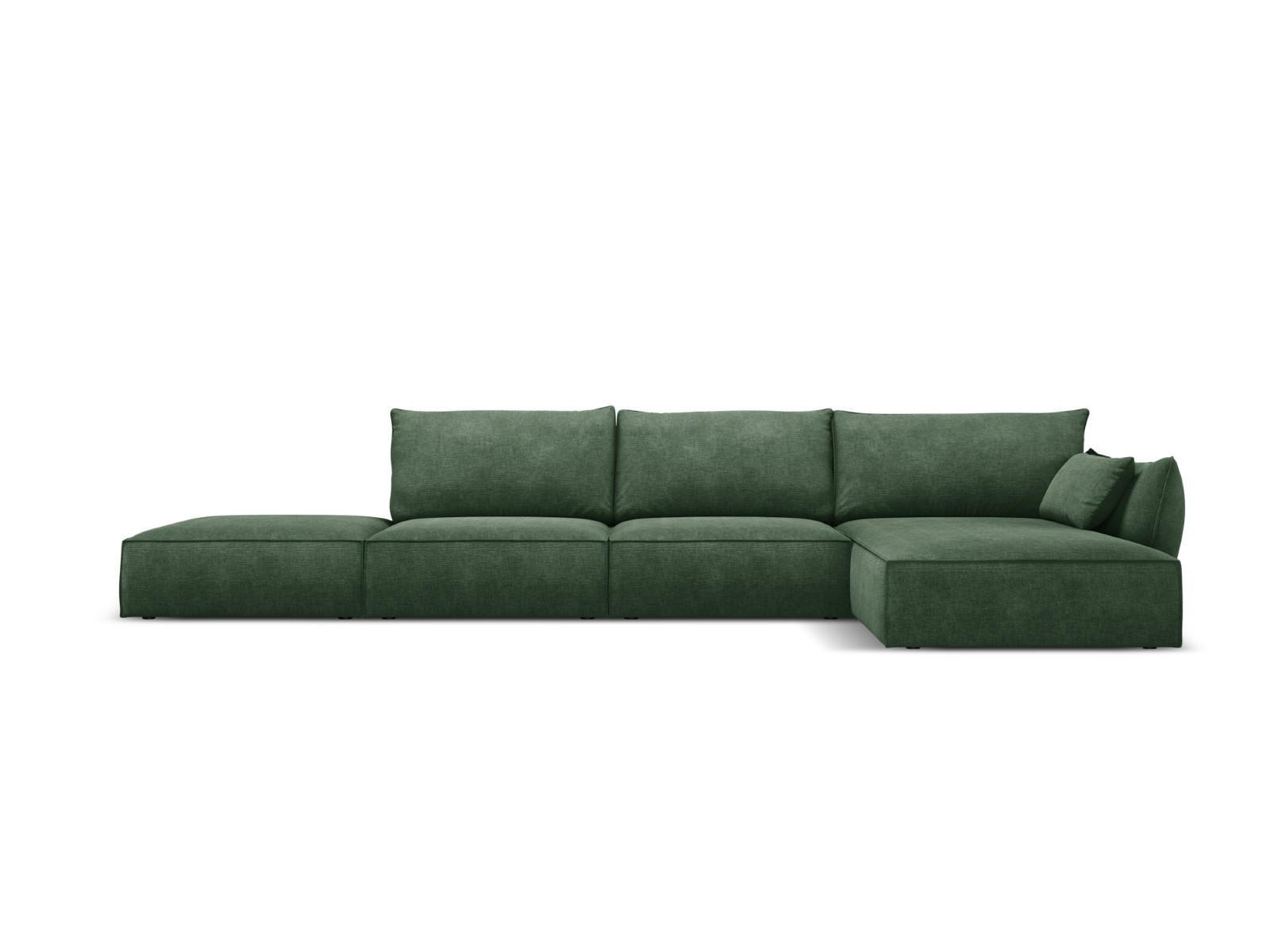 ECKSOFA rechts Kaelle aus Chenille-Stoff flaschengrün 5 Sitzplätze - Dunkelgrün, Textil (171/364cm) - Micadoni