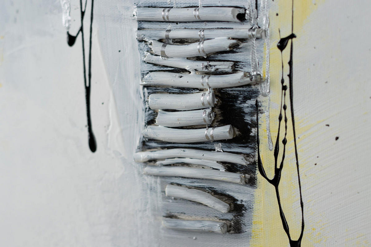 ACRYLBILD HANDGEMALT 150/50 cm - Gelb/Silberfarben, Holz/Textil (2/50cm) - KUNSTLOFT