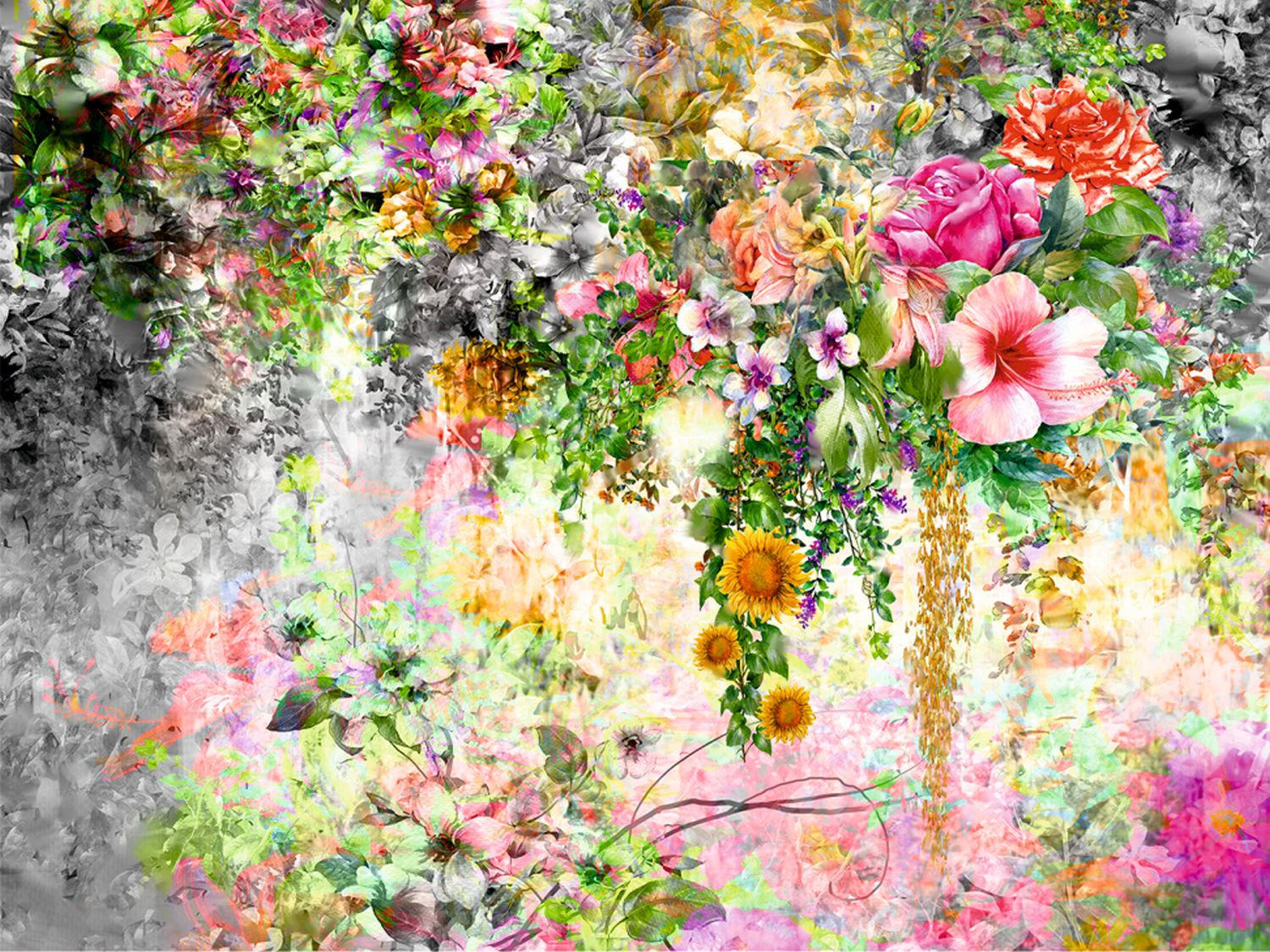 FOTOTAPETE Blumen 375 x 270 cm - Multicolor, Papier (375/270cm) - Sanders & Sanders