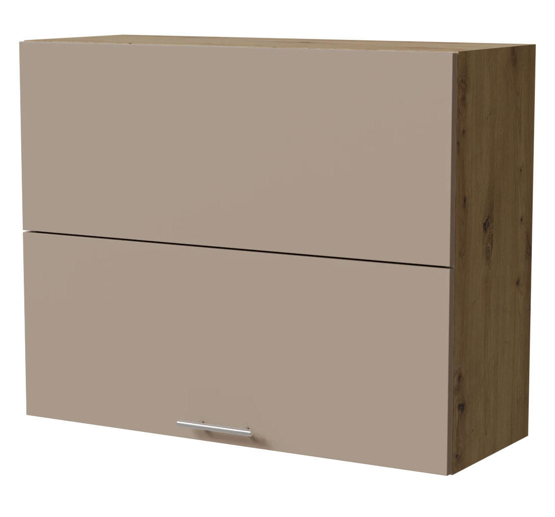 KLAPPHÄNGESCHRANK Brerra W8B/90-AV Eiche Artisan / RAL 1019 graubeige Matt 90 / 32,5 / 72cm - Graubraun/Eiche Artisan, Holz/Holzwerkstoff (90/72/32.5cm) - Feldmann-Wohnen