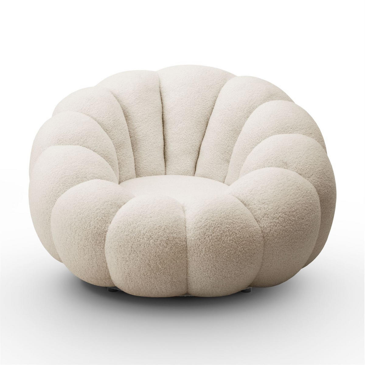 DREHSESSEL FLUFFY mit Fußstütze - Beige, Textil (95/60/95cm) - Lookway