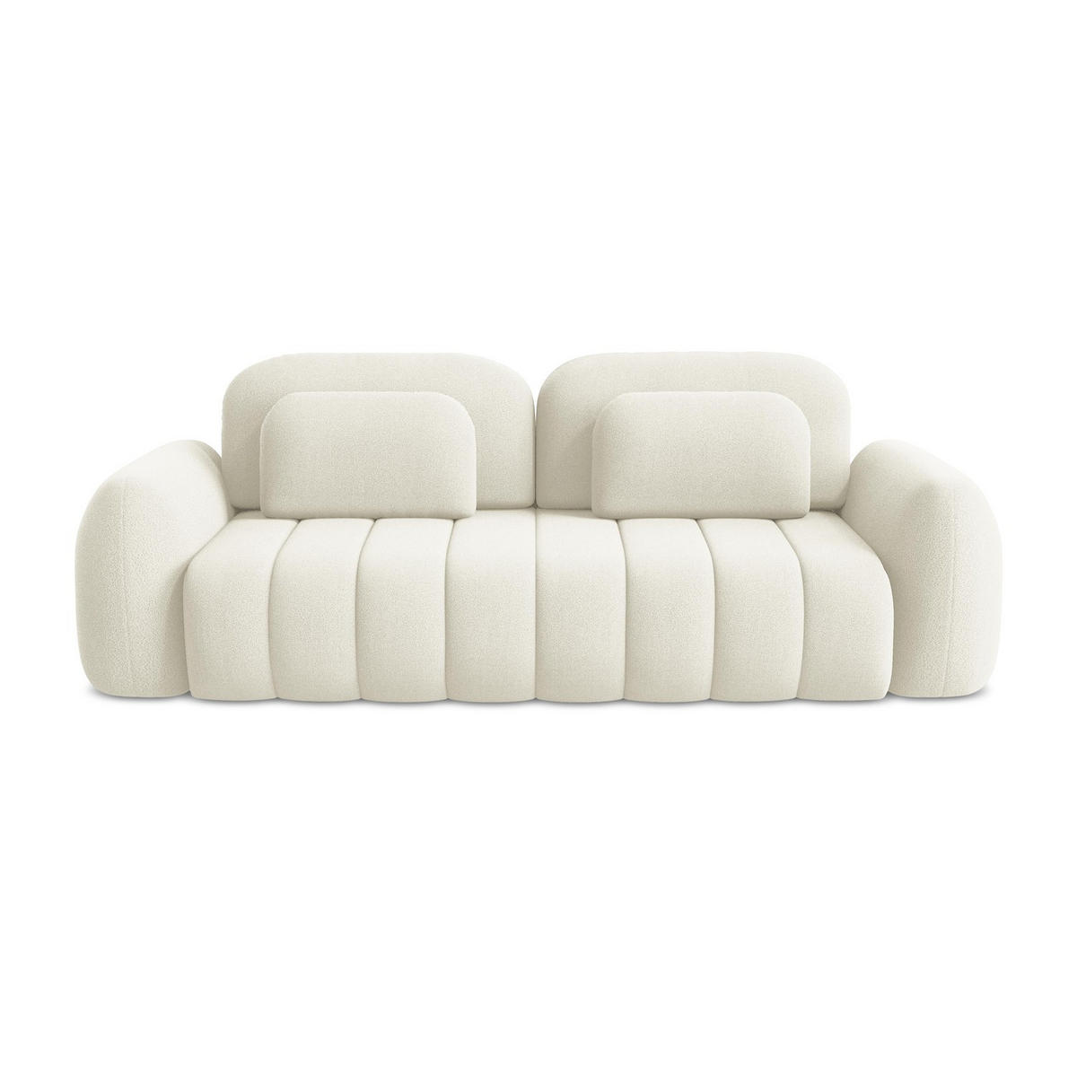 3-SITZER SOFA mit Schlaffunktion Bouclé Stoff Beige - Beige/Schwarz, Holzwerkstoff/Kunststoff (266/95/121cm) - LaMiaSofa