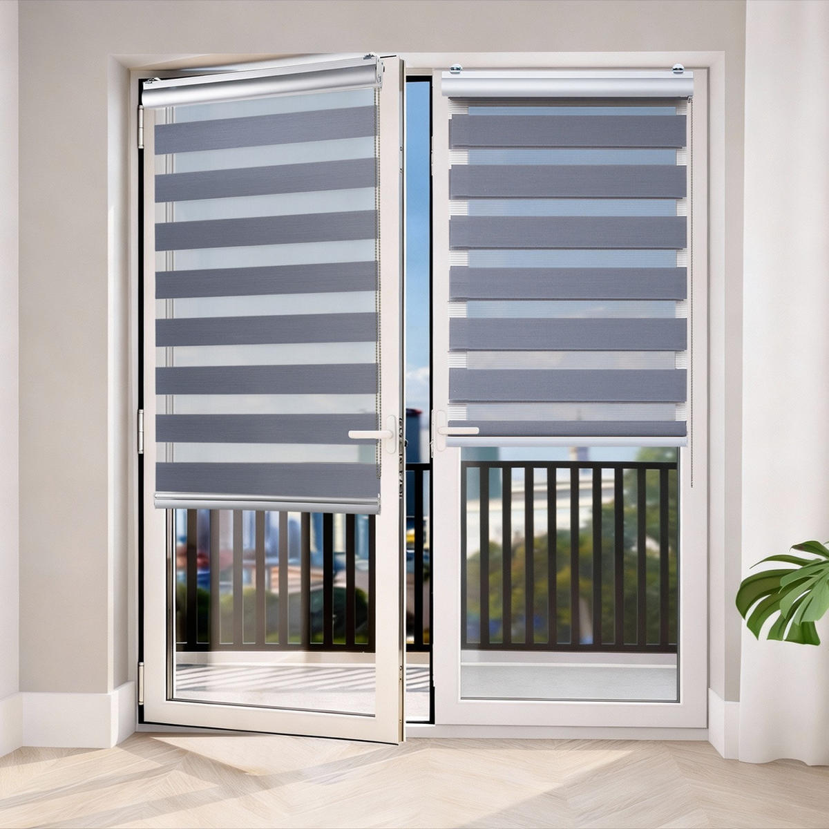 DOPPELROLLO Plus Easyfix Silber 80x250 - Hellgrau, Kunststoff (80/250/1cm) - STORESDECO
