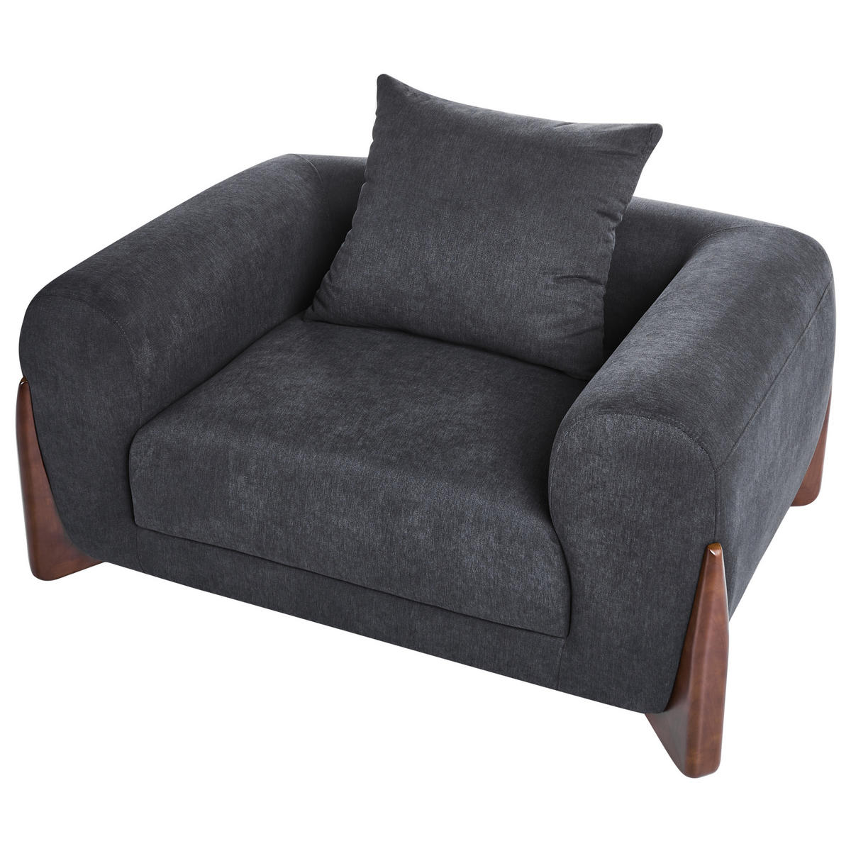 SESSEL Schwarz Vinliden - Schwarz/Braun, Holz/Textil (118/62/87cm) - Beliani