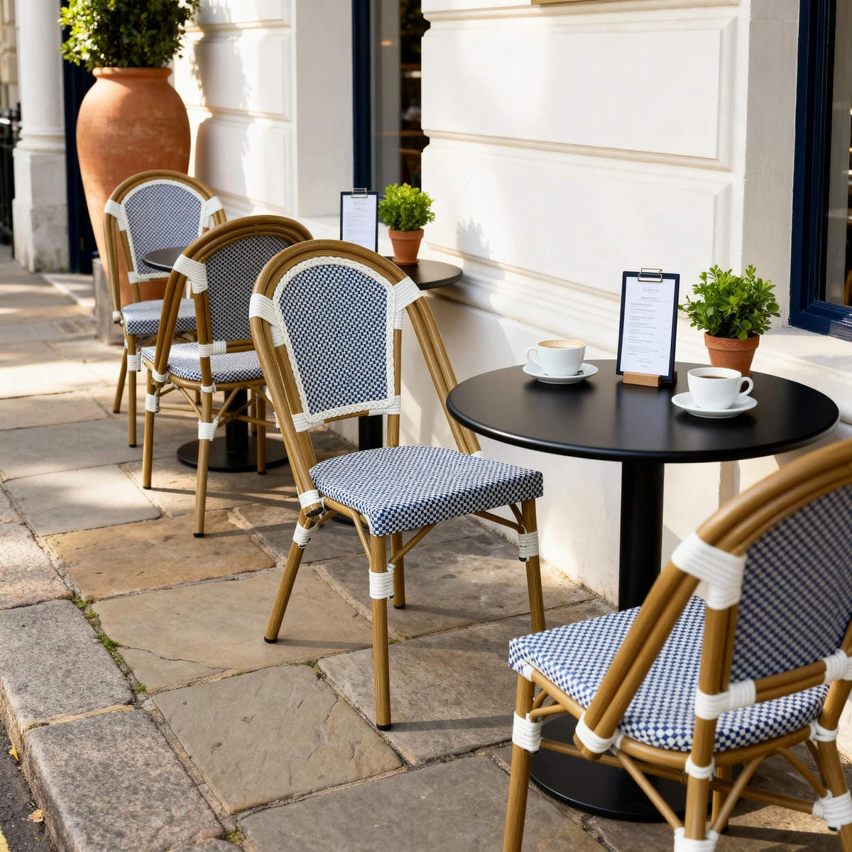 GARTENSTÜHLE Blau Weiß 45/57/85 cm 2er-Set - Blau, Metall (46/85/57cm) - Mobili Rebecca