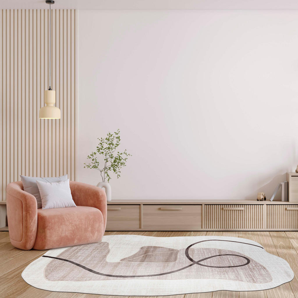 Thumbnail - Mazovia Teppich, Cappuccino, Textil, Abstrakt, Freiform, 80x150 cm, Oeko-Tex® Standard 100, für Fußbodenheizung geeignet...