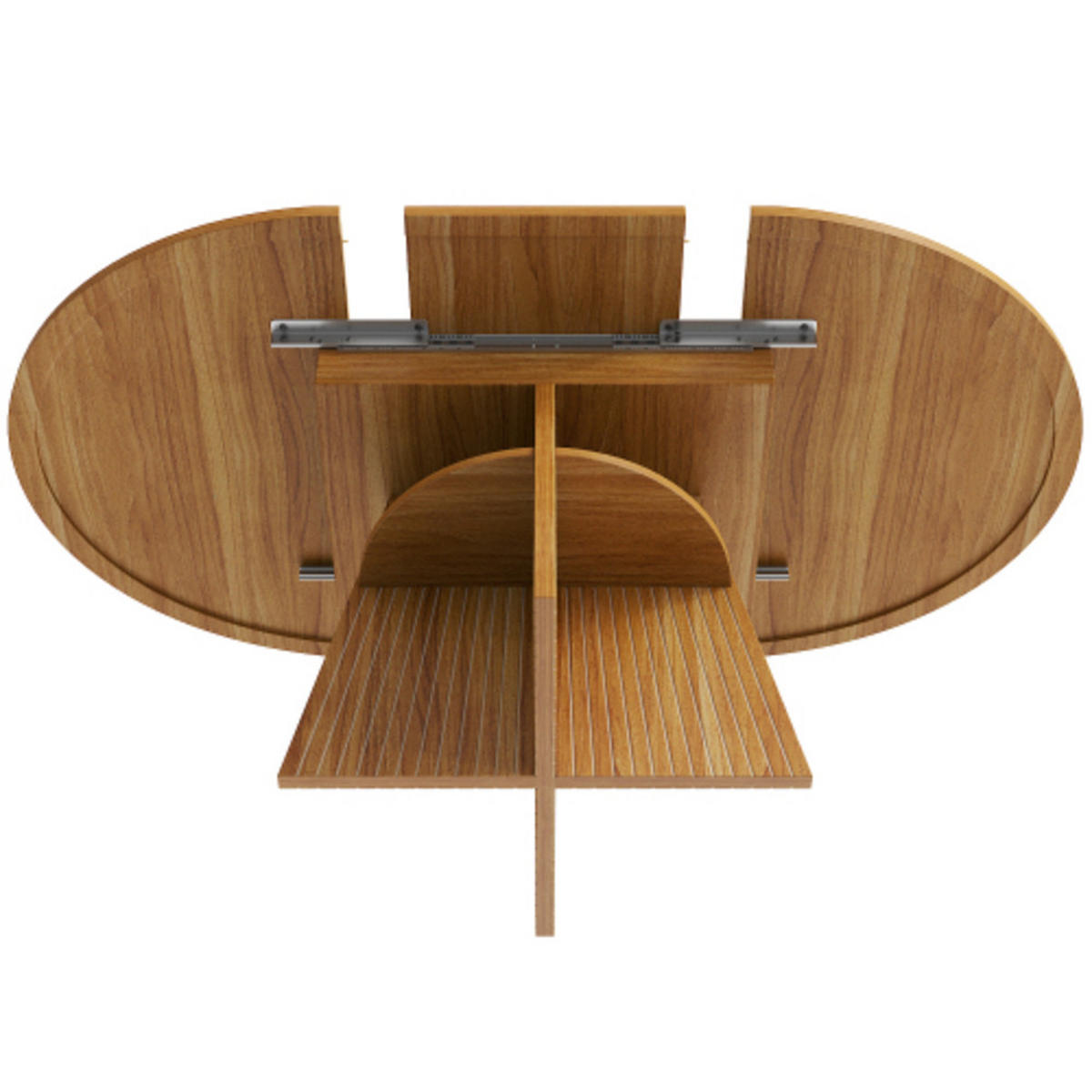ESSTISCH Ausziehbarer 110-150×110×76 cm aus MDF und Metall mit Säulenfüßen und unterer Ablage, dunkelbraun - Dunkelbraun, Holzwerkstoff (150/110/76cm) - Luhomfu
