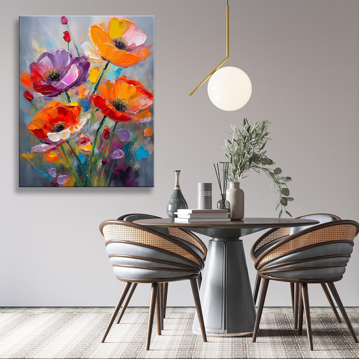 WANDBILD mohnblumen in farbe gemalt - Multicolor, Textil (40/60cm) - Feeby