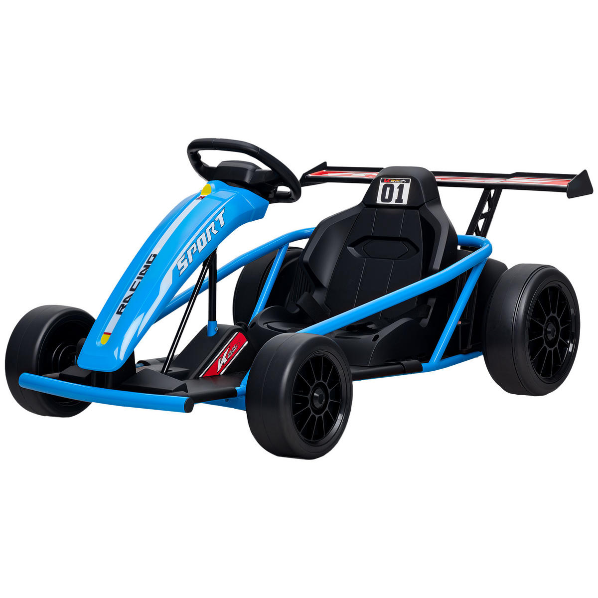 ELEKTRO-GO-KART DE-06229 mit Driftfunktion, Hupe und Musik Blau - Blau, Kunststoff/Metall (119/77/54cm) - ComfortXL