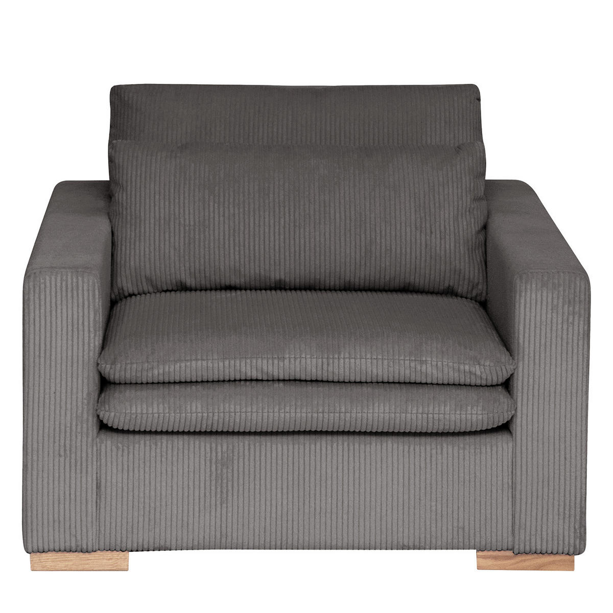 SESSEL - Eichefarben/Grau, Eichenholz/Textil (110/82/104cm) - home24