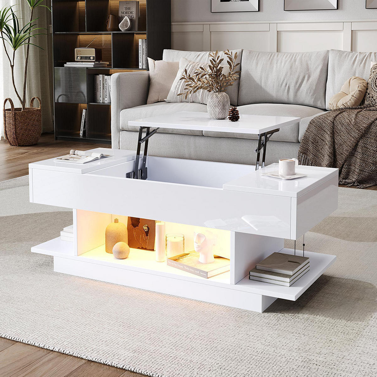 STOLIĆ ZA SPAVACU SOBU 98x46x40cm s podiznom pločom stola, bijela - bijela, drvni materijal (98/45/40cm) - KOMHTOM