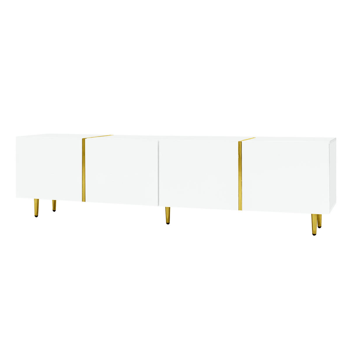 TV-SCHRANK aus MDF 170x35x46 cm Weiß Hochglanz mit 4 Türen und Soft-Close-Scharnieren - Weiß, Holzwerkstoff (170/46/35cm) - Modfu
