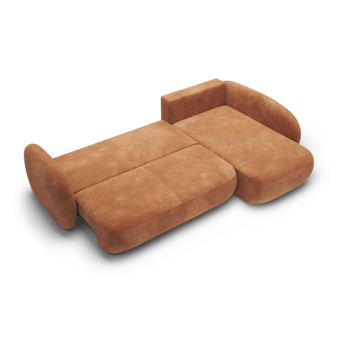 ECKSOFA AMICO II R-S Orange Geflochtener Stoff mit Schlaffunktion - Orange, Holz (289/190cm) - MASSENO