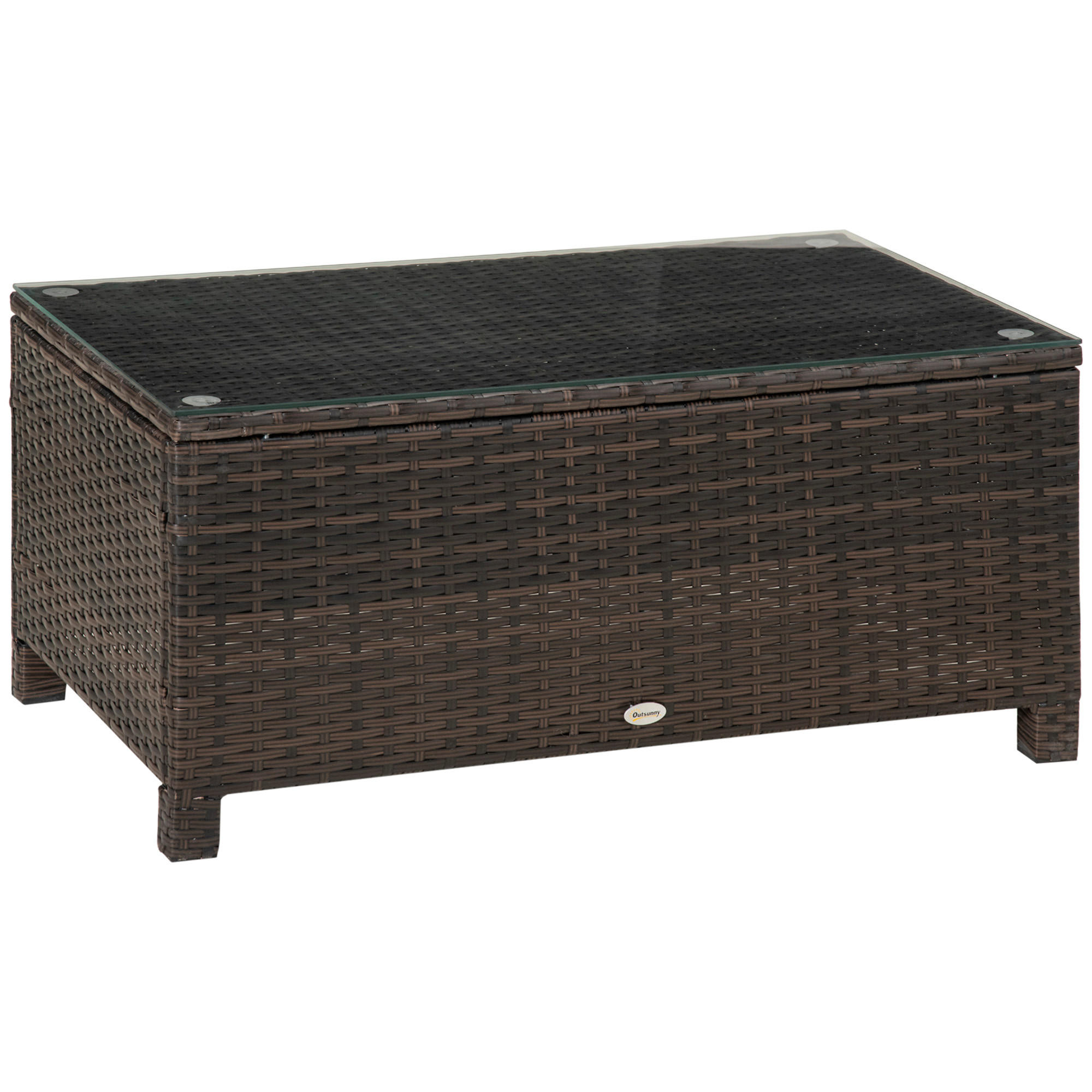 GARTEN Beistelltisch Couchtisch Gartentisch Balkontisch ESG PE-Rattan Braun - Braun, Kunststoff (85/50/39cm) - Outsunny