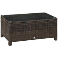 COUCHTISCH, Braun, Metall, PE-Rattan, Gehärtetes Glas - Braun, Kunststoff (85/50/39cm) - Outsunny
