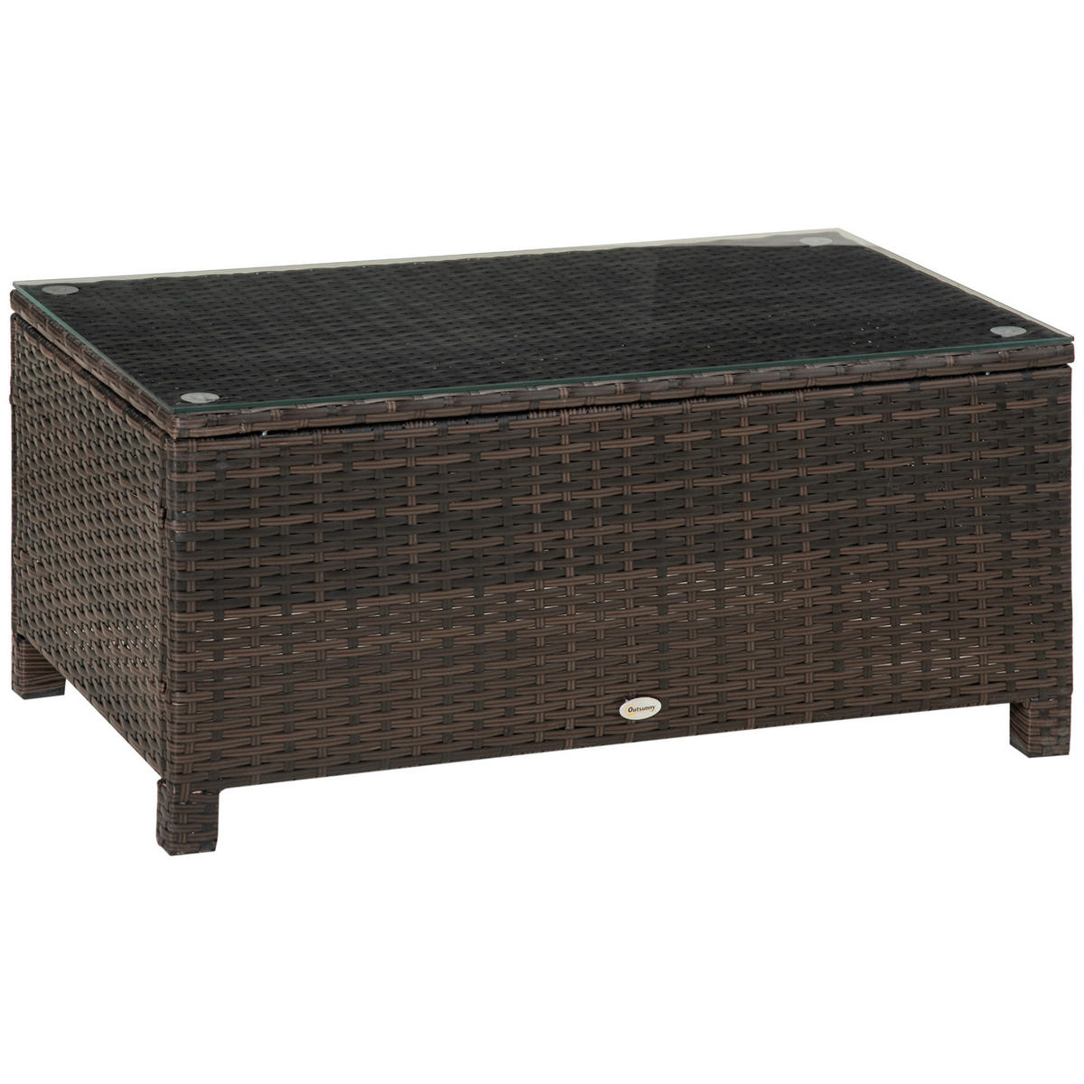 COUCHTISCH, Braun, Metall, PE-Rattan, Gehärtetes Glas - Braun, Kunststoff (85/50/39cm) - Outsunny