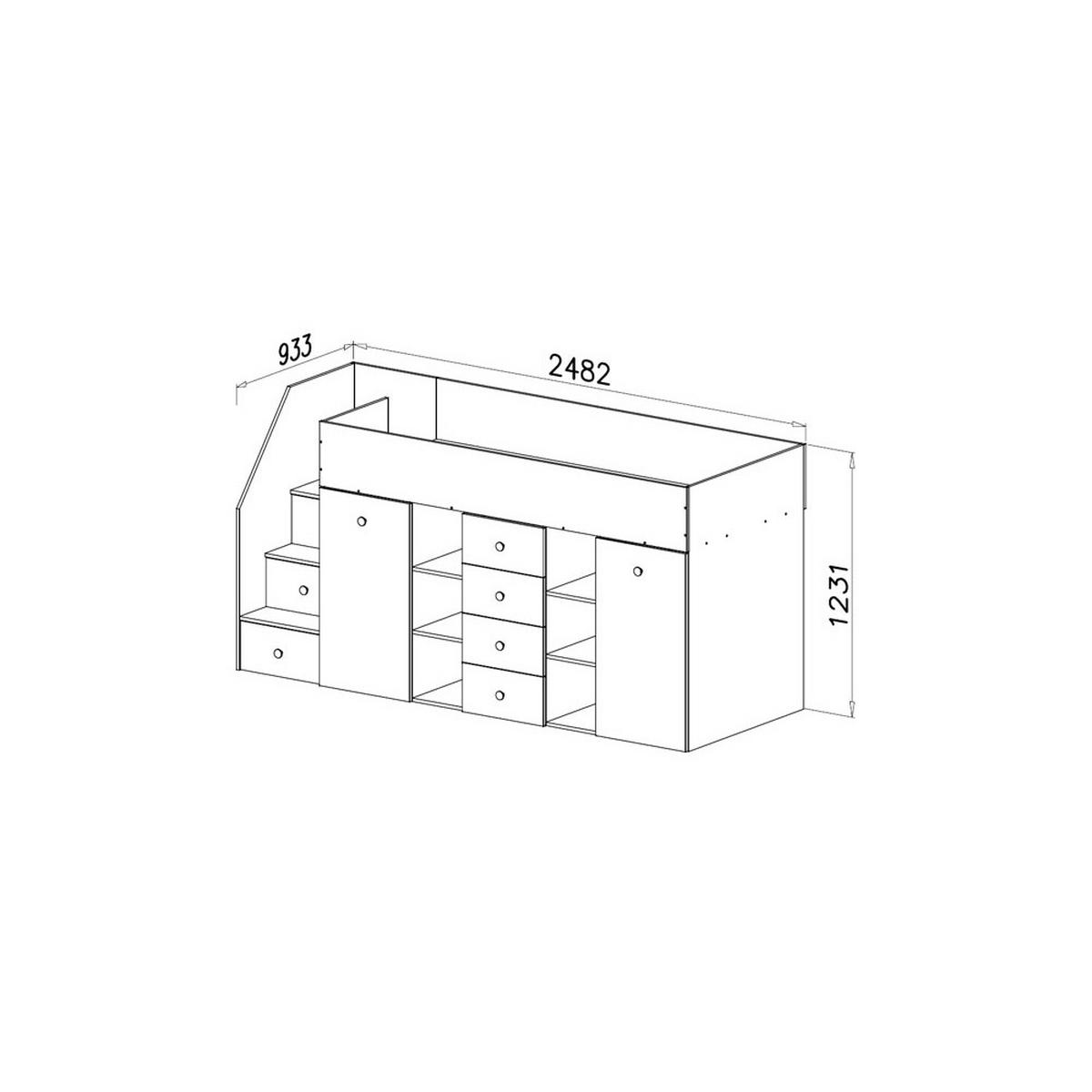HOCHBETT Smart Artisan Eiche / weiß 93 / 248 / 123cm - Braun/Weiß, Holz/Holzwerkstoff (90/200cm) - Feldmann-Wohnen