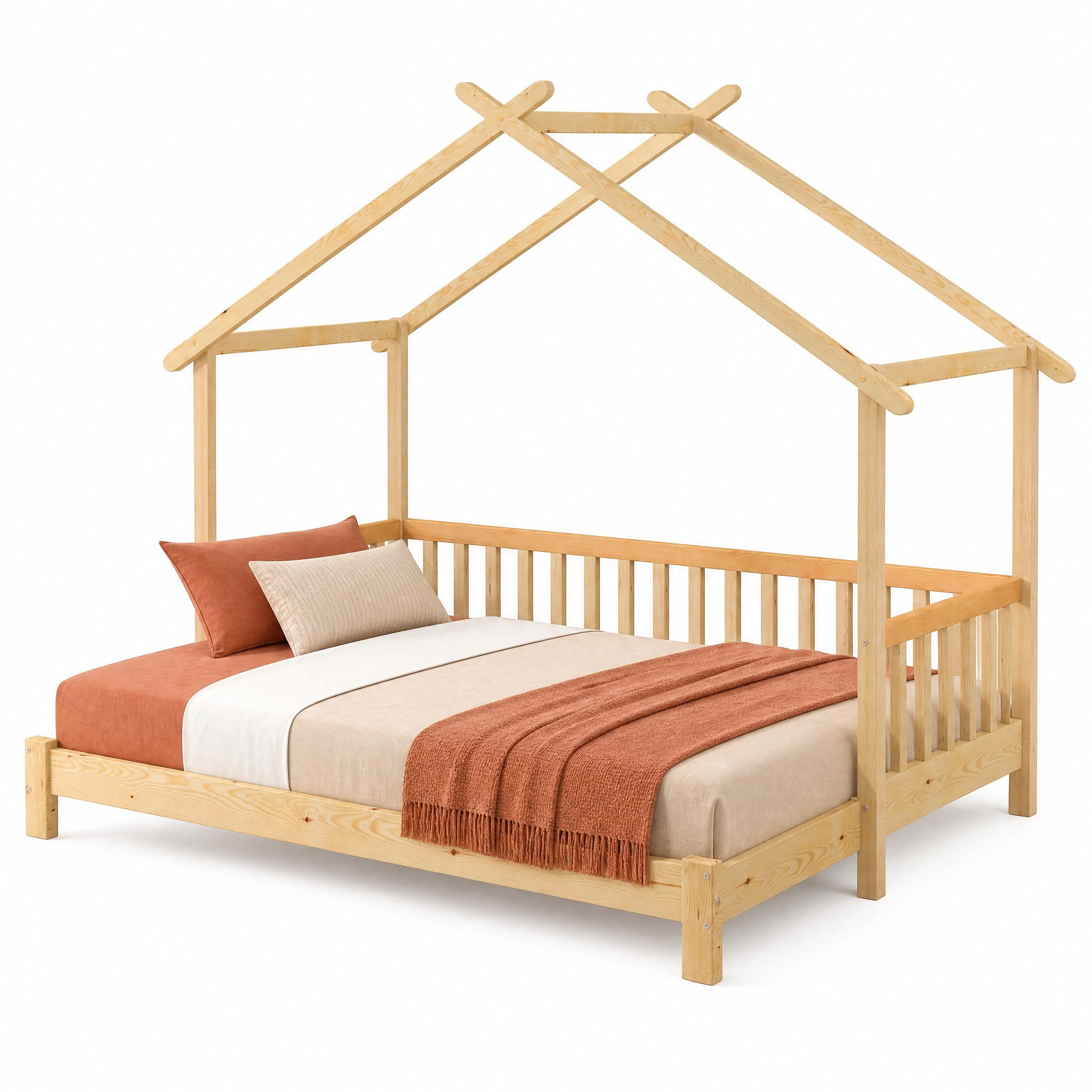 KINDERBETT 90/200 cm & 180/200 cm in Natur mit Ausziehfunktion und Rausfallschutz - Naturfarben, Holzwerkstoff (90/200cm) - STILVORA