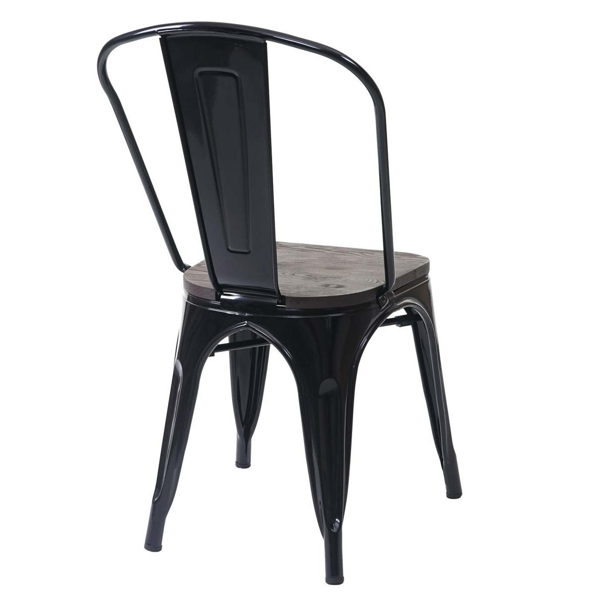 STUHL 2er-Set inkl. Holz-Sitzfläche 85x45x52cm Sitzhöhe 44cm Metall Industriedesign stapelbar Schwarz - Schwarz, Holz (45/85/52cm) - CHEFGASTRO