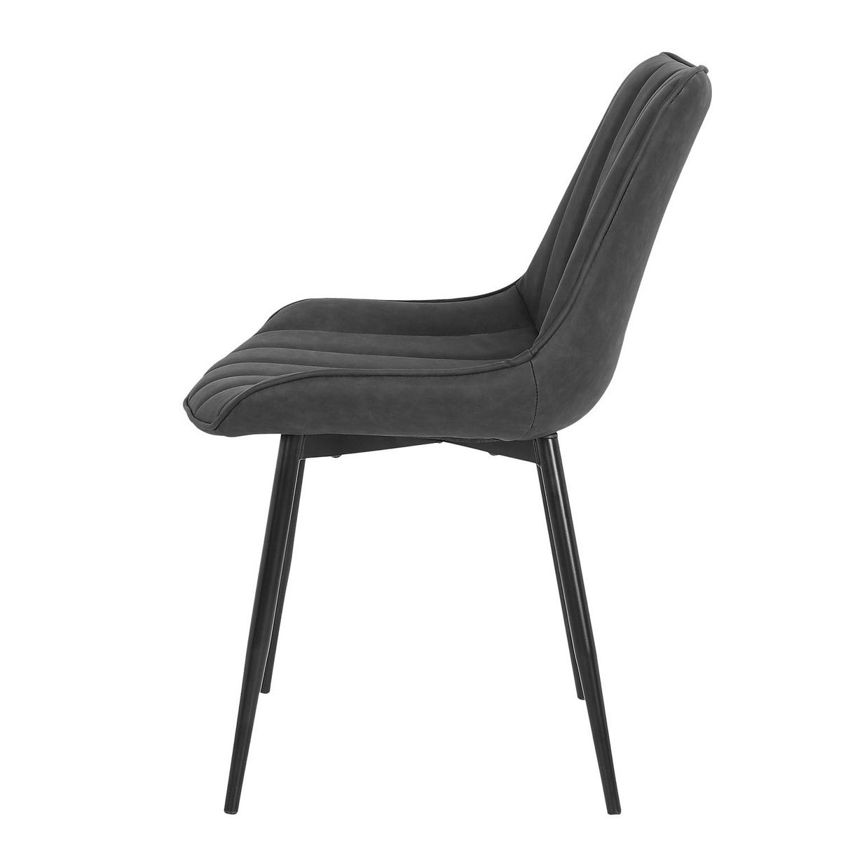 POLSTERSTUHL - Kunstleder - Dunkelgrau, Kunststoff/Metall (53/81/60cm) - home24