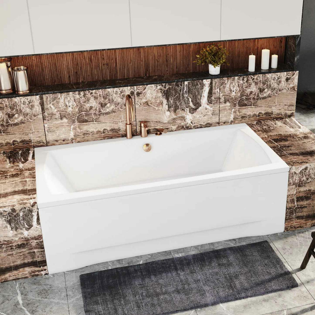BADEWANNE Rechteck APRI 140/70 Ablauf & Füße - Weiß, Kunststoff (70/42/140cm) - bad land