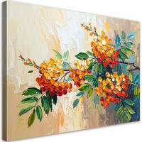 LEINWANDBILD Eberesche Pflanzen auf beigem Hintergrund 120x80cm - Beige, Textil (120/80cm) - Feeby