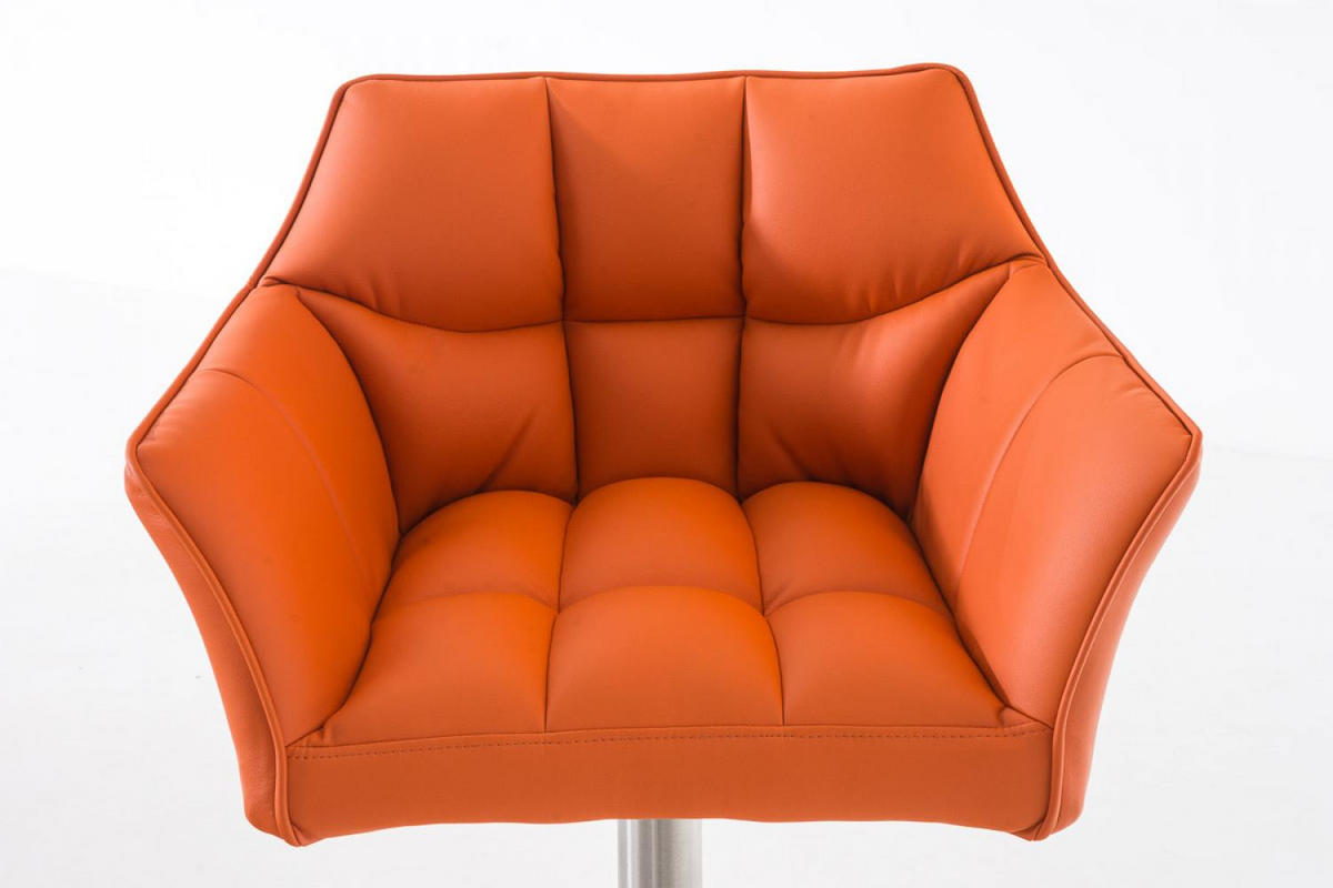 BARHOCKER Lederlook Orange - Edelstahlfarben/Orange, Textil/Metall (64/88/45cm) - CLP