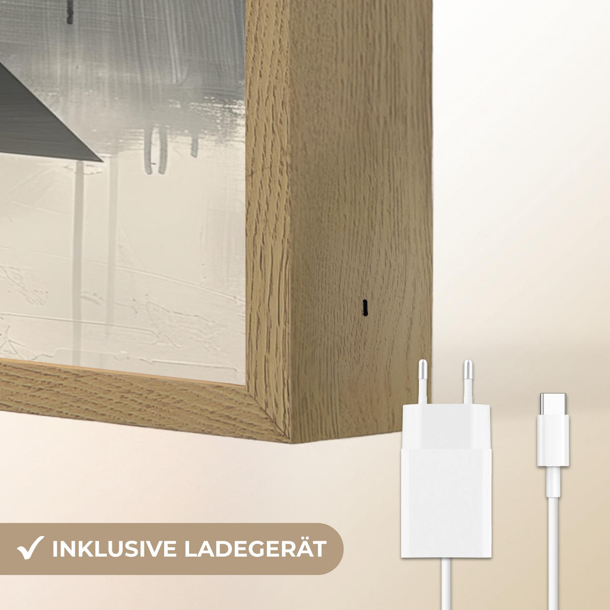 WANDLEUCHTE MIT AKKU Abstrakt - Schwarz - Farbe - Modern 90x60 cm - Grau, Holzwerkstoff (90/60/8cm) - OnlyWow