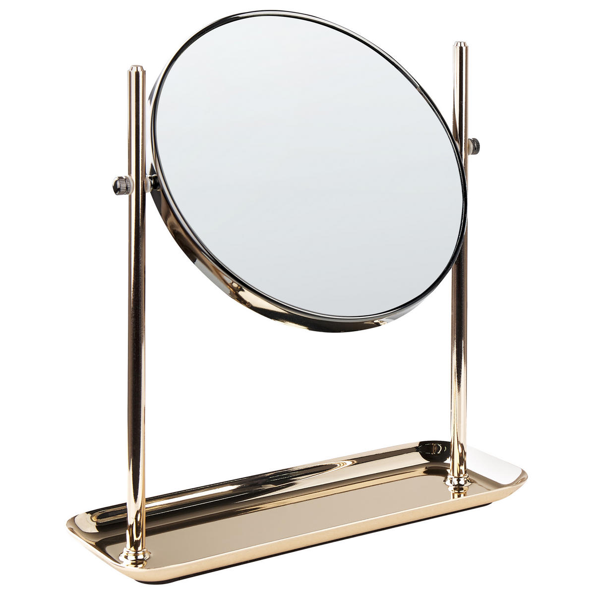 KOSMETIKSPIEGEL 20 cm gold/schwarz Finistere - Goldfarben/Schwarz, Metall (25/30/8cm) - Beliani