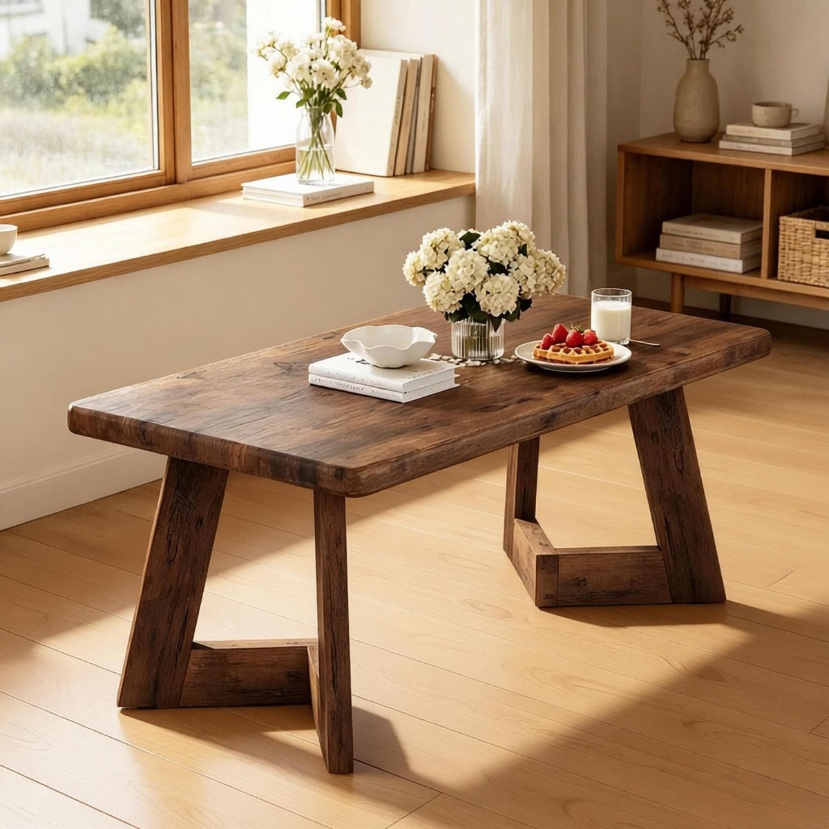 COUCHTISCH Rustikal Braun, 120/60/50 cm - Wildeiche, Holz (60/120/50cm) - PANGIVO