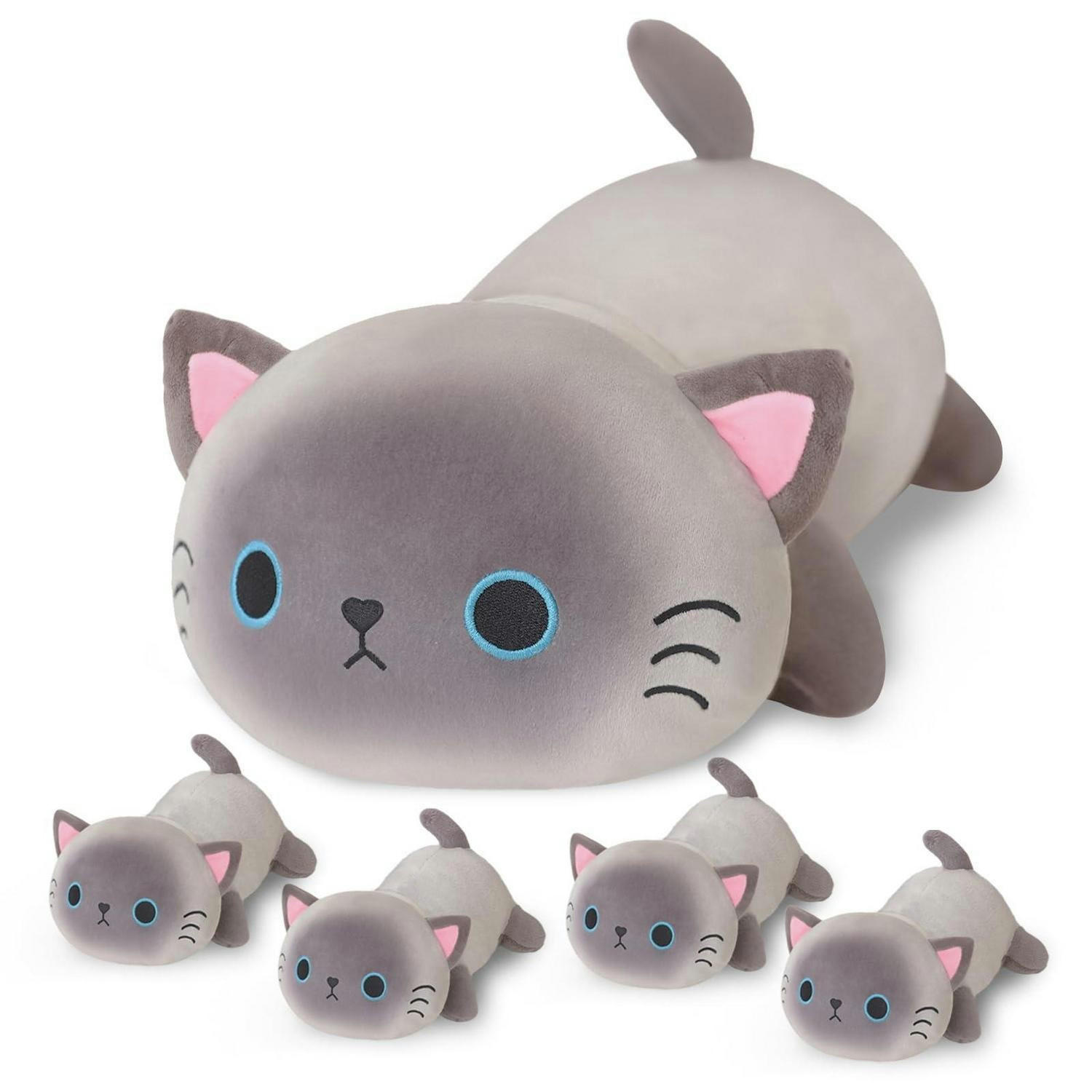 PLÜSCHKISSEN 5-teiliges Set Katzenbabys - Grau, Textil (22/50cm)