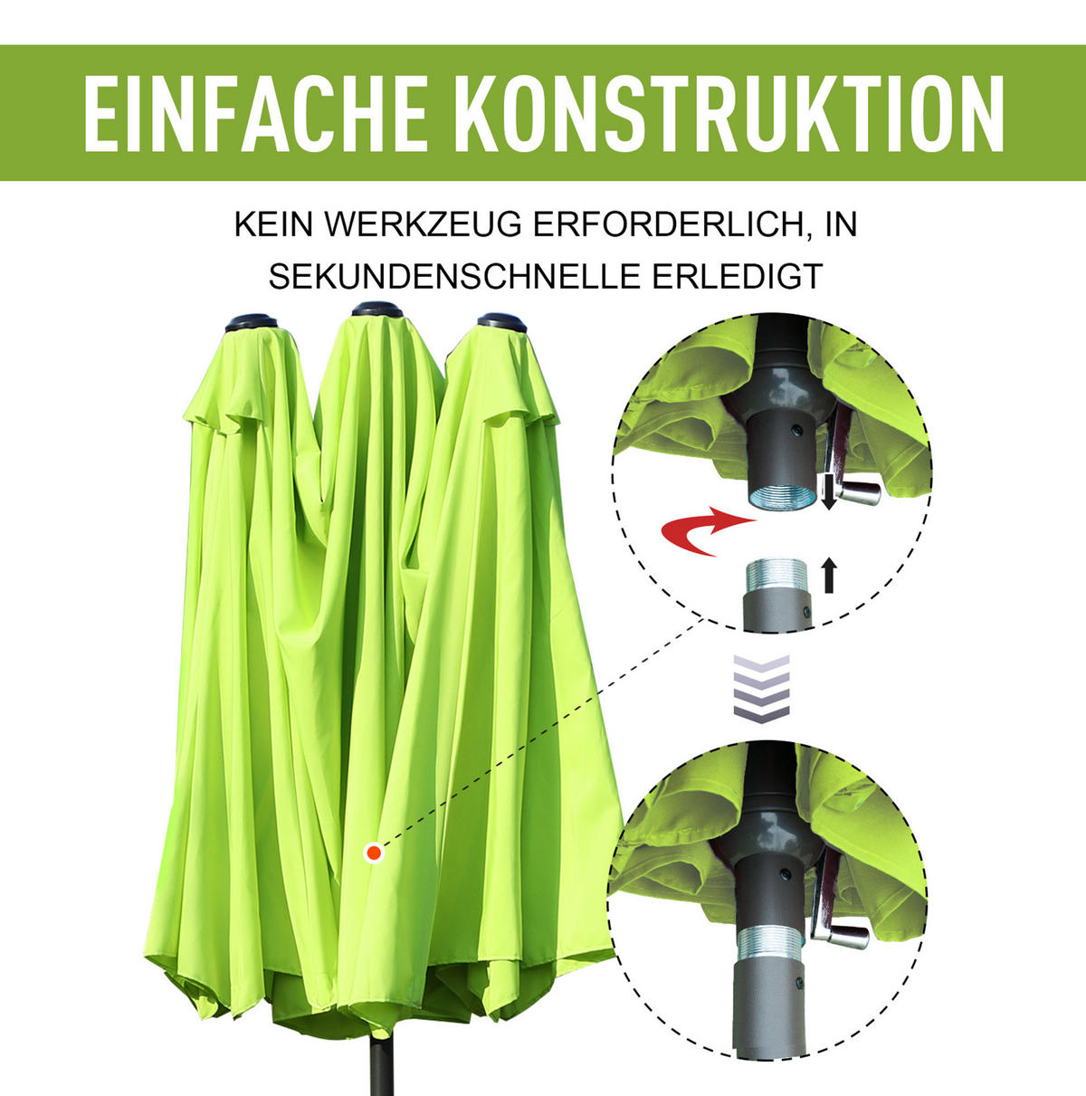 SONNENSCHIRM rund 295 cm in Braun mit Kurbel und Neigefunktion - Braun, Metall (295/295cm) - BEAOK