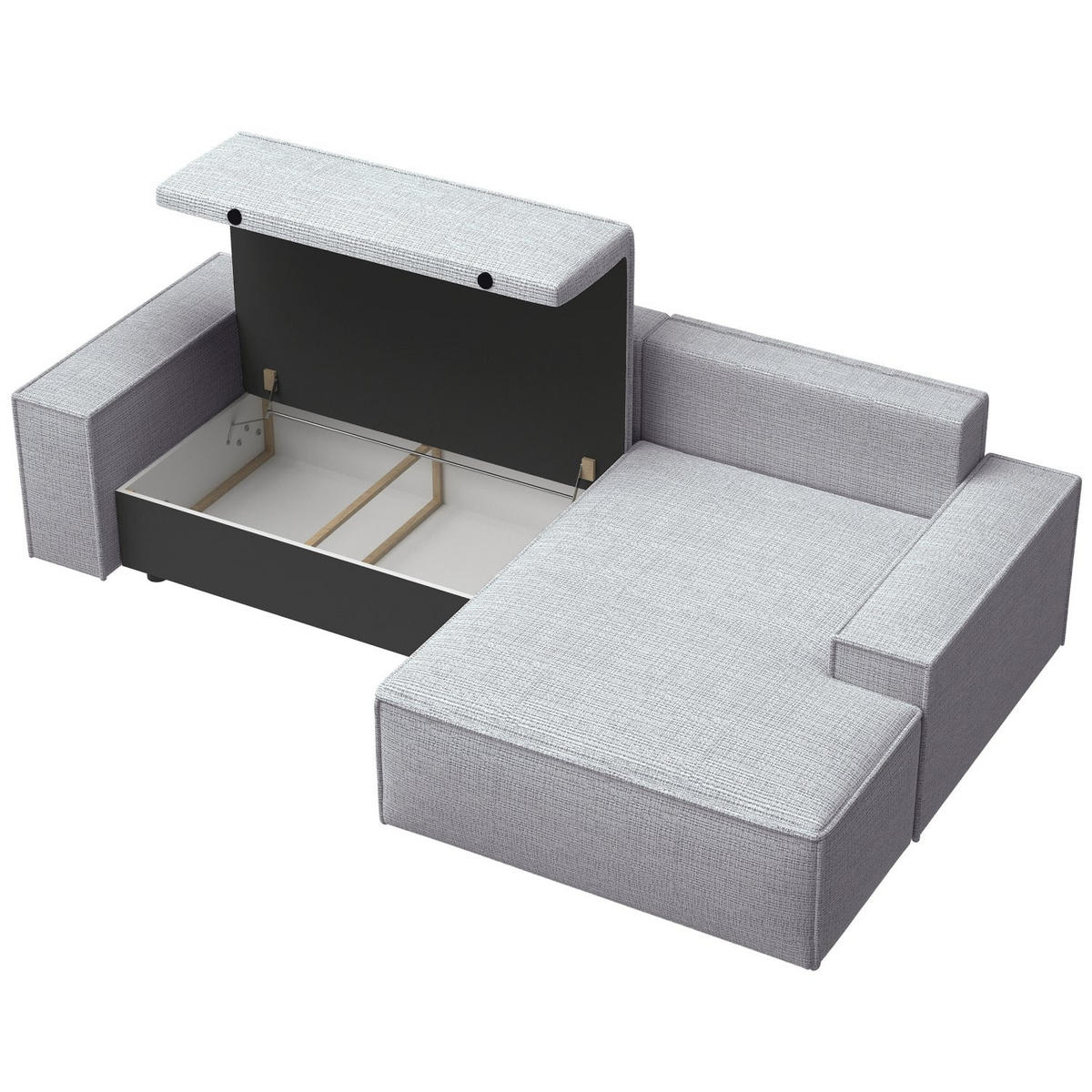 ECKSOFA Farese New Hellgrau Chenille - Hellgrau/Schwarz, Kunststoff/Textil (267/167cm) - Selsey