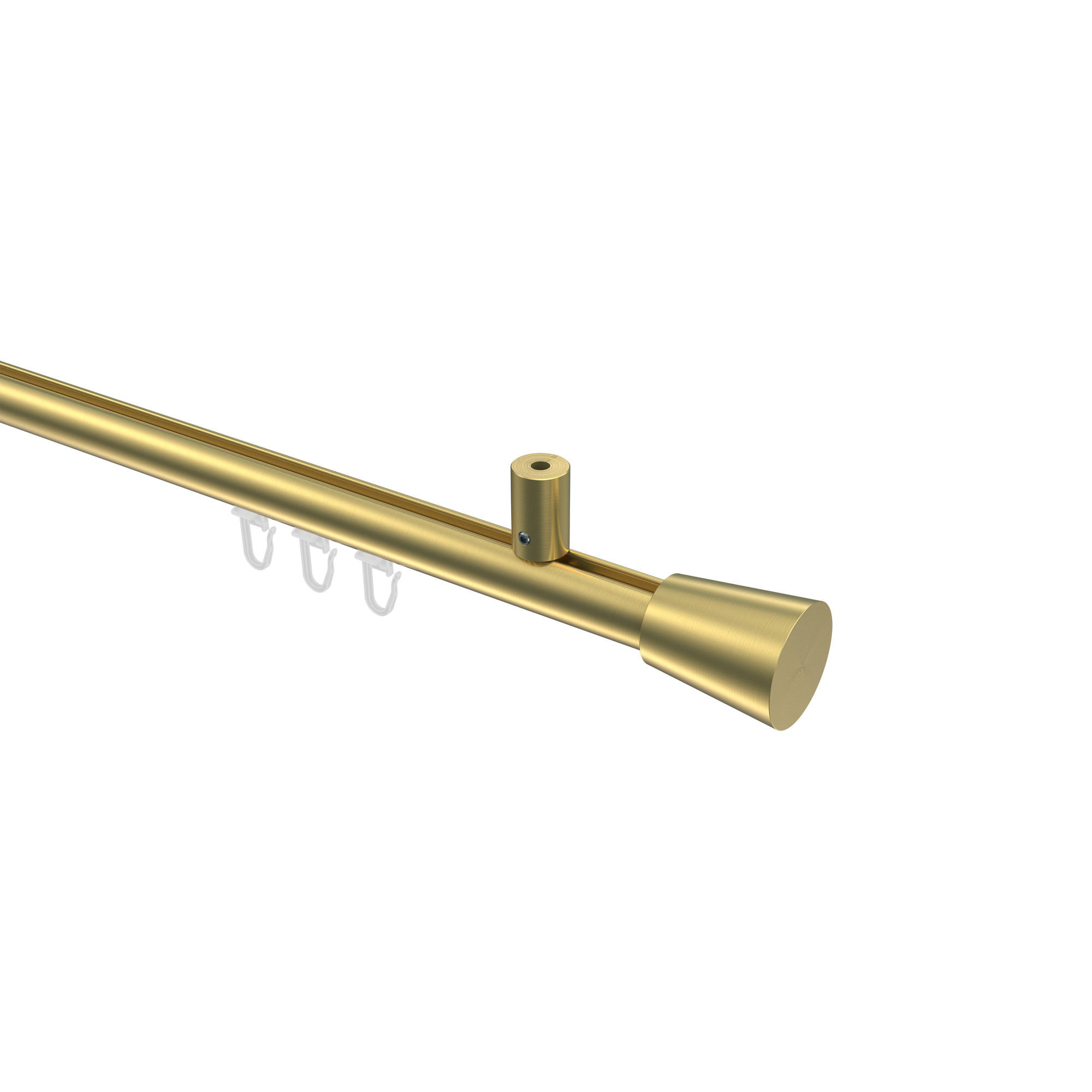 GARDINENSTANGE INNENLAUF Sonius Sitra 200 cm, 1-läufig, 20 mm Ø Messing-Optik - Messingfarben, Metall (200cm) - INTERDECO