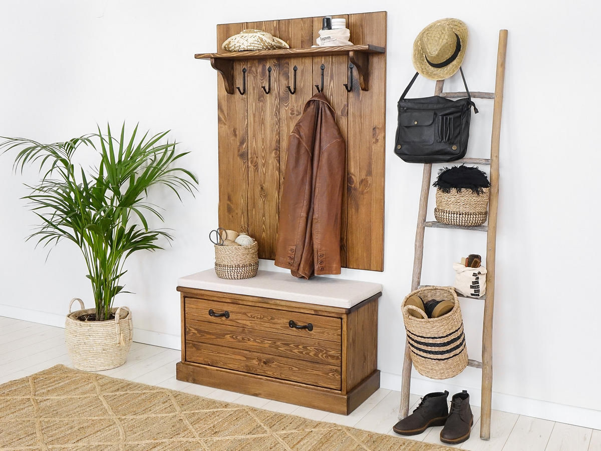 GARDEROBENPANEEL aus Massivholz Rustyk - Dunkelbraun, Holz (100/128/20cm) - Seart