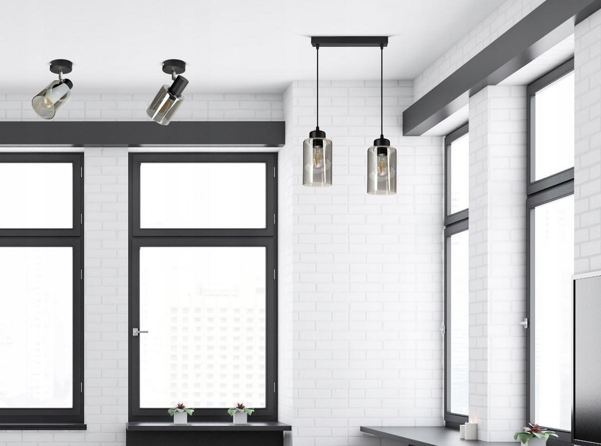 PENDELLEUCHTE TUBE - Transparent/Schwarz, Glas/Metall (10/32/80cm) - kiki design