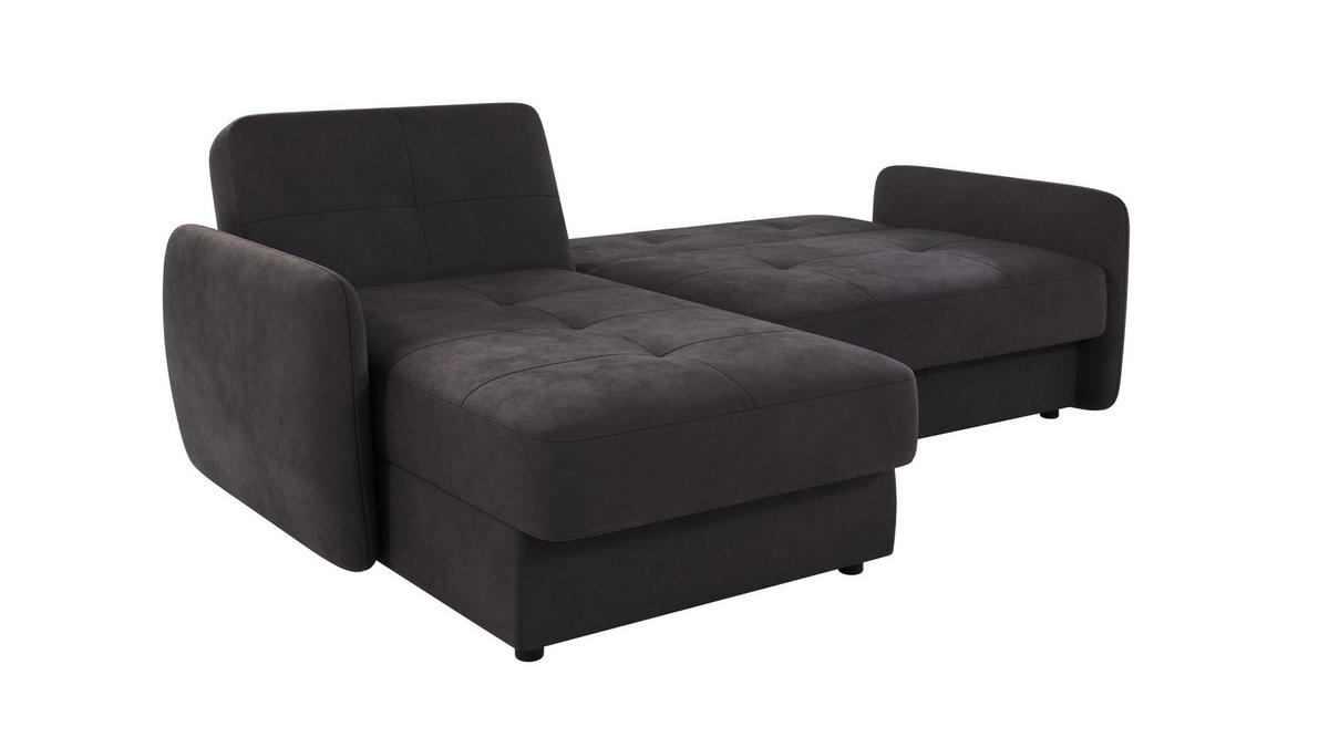 ECKSOFA Lupo Graphit Mikrofaser - Graphitfarben/Schwarz, Holz/Kunststoff (232/147cm) - S-Style Möbel