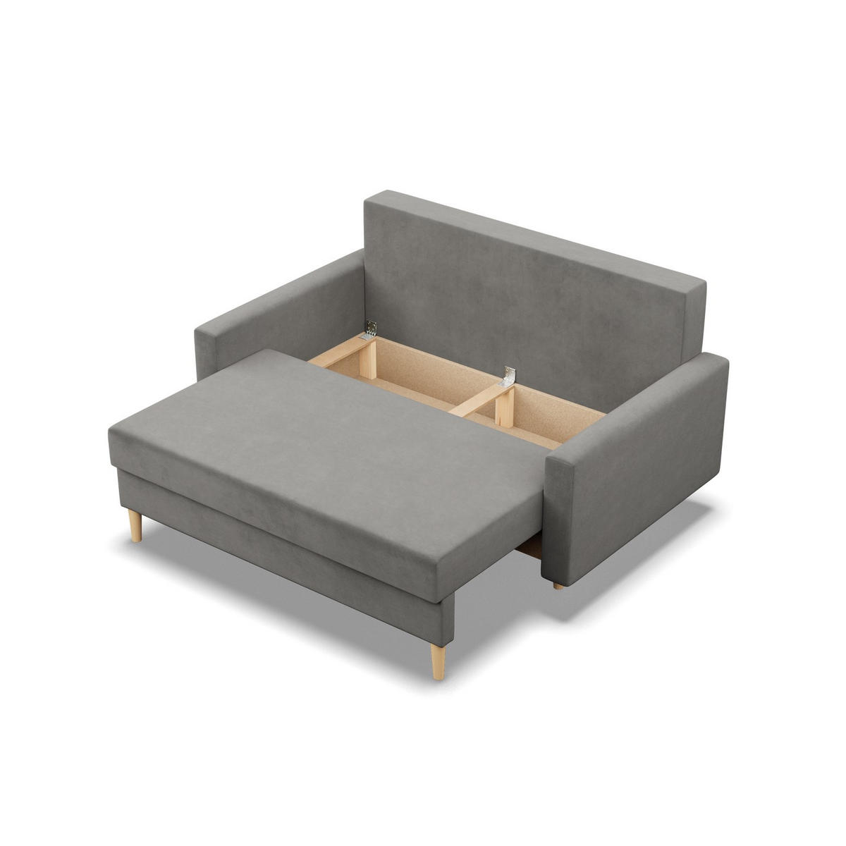 SOFA 2-SITZER MIT SCHLAFFUNKTION BLANK, Hellgrau - Grau, Textil (152/92/92cm)