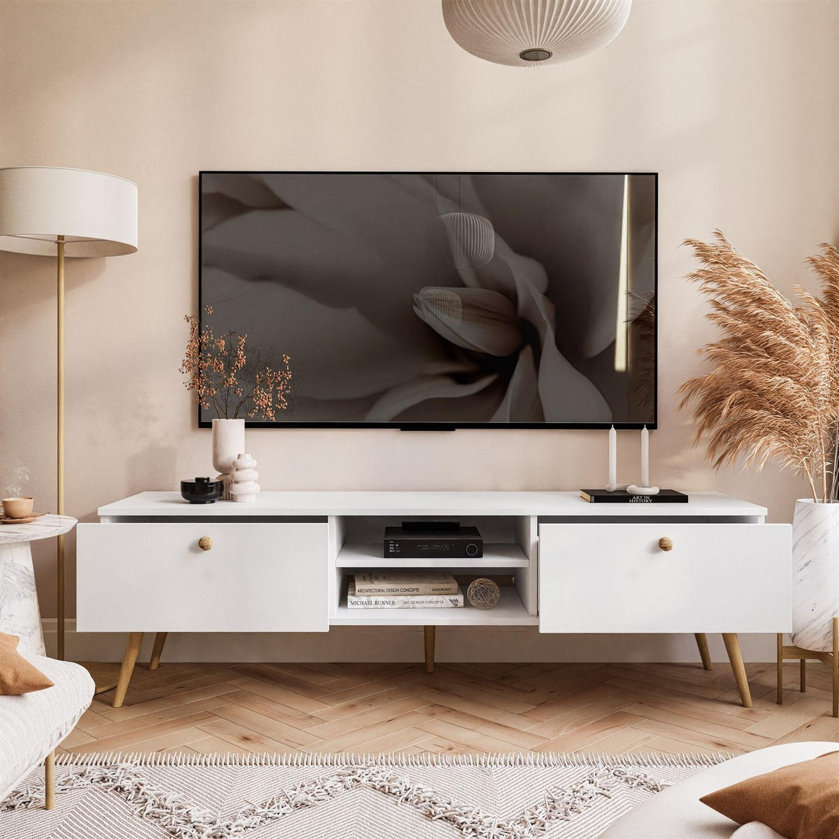 RTV Schrank HARMONY 170 cm Weiß - Weiß, Holzwerkstoff (170/50/41cm) - Lookway
