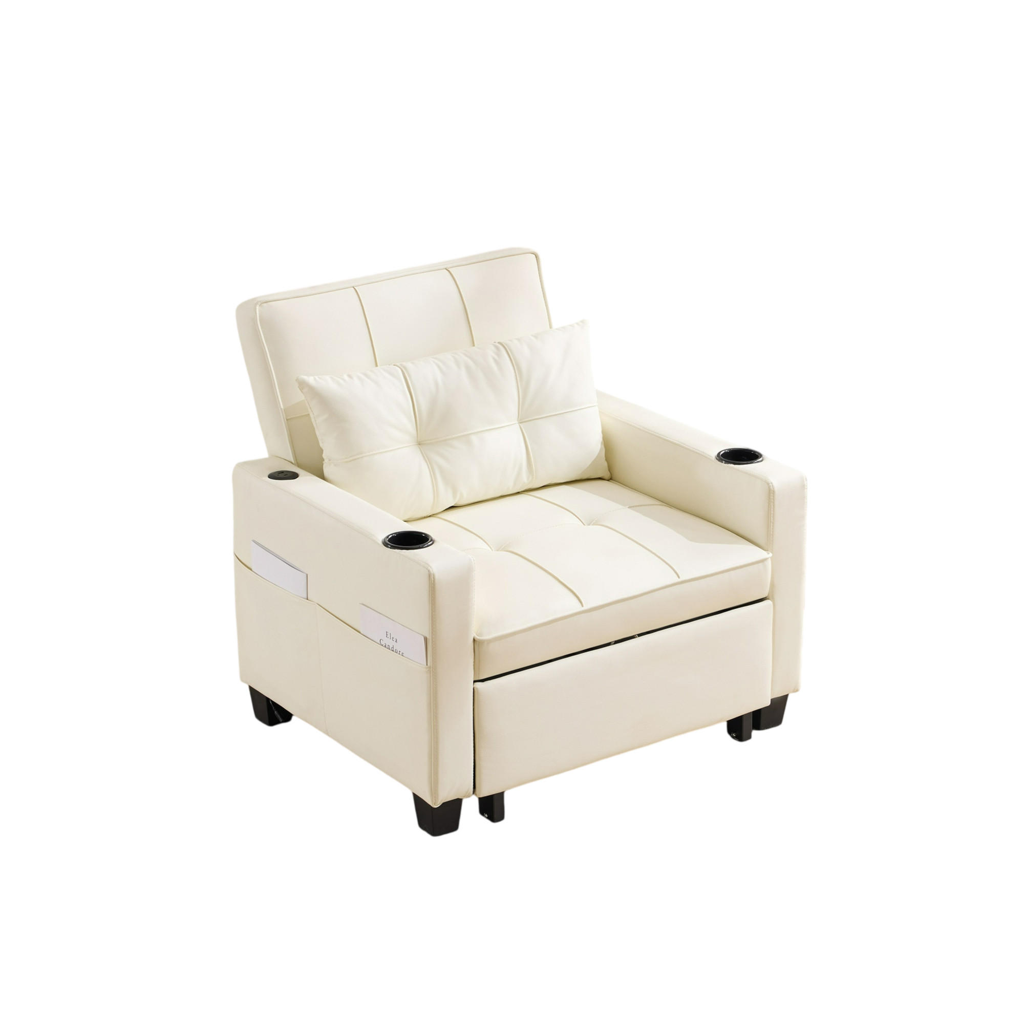 SCHLAFSESSEL DE-35007 3-in-1 mit USB und Getränkehaltern Weiß - Weiß, Metall (87/84/74cm) - ComfortXL