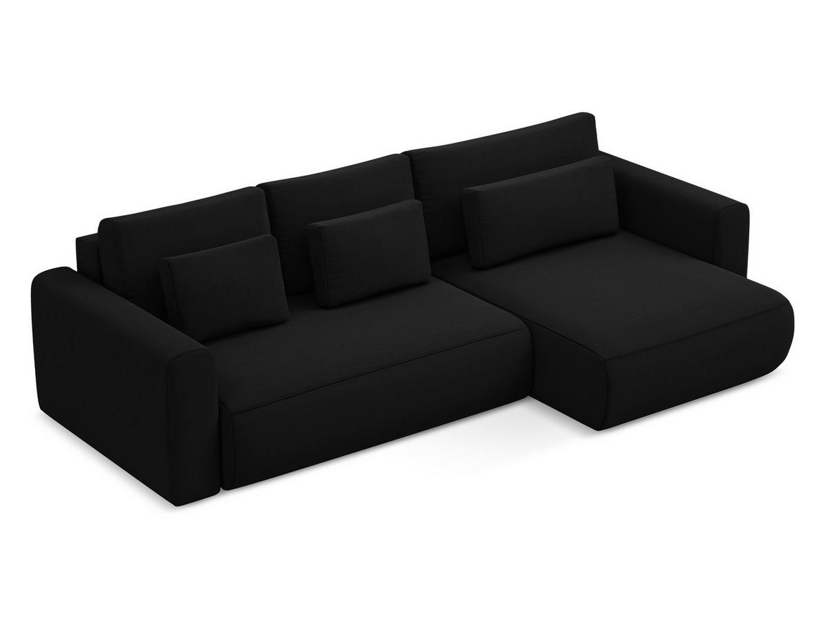 ECKSOFA mit Schlaffunktion Samt Stoff Schwarz - Schwarz, Kunststoff/Textil (278/149cm) - Makamii