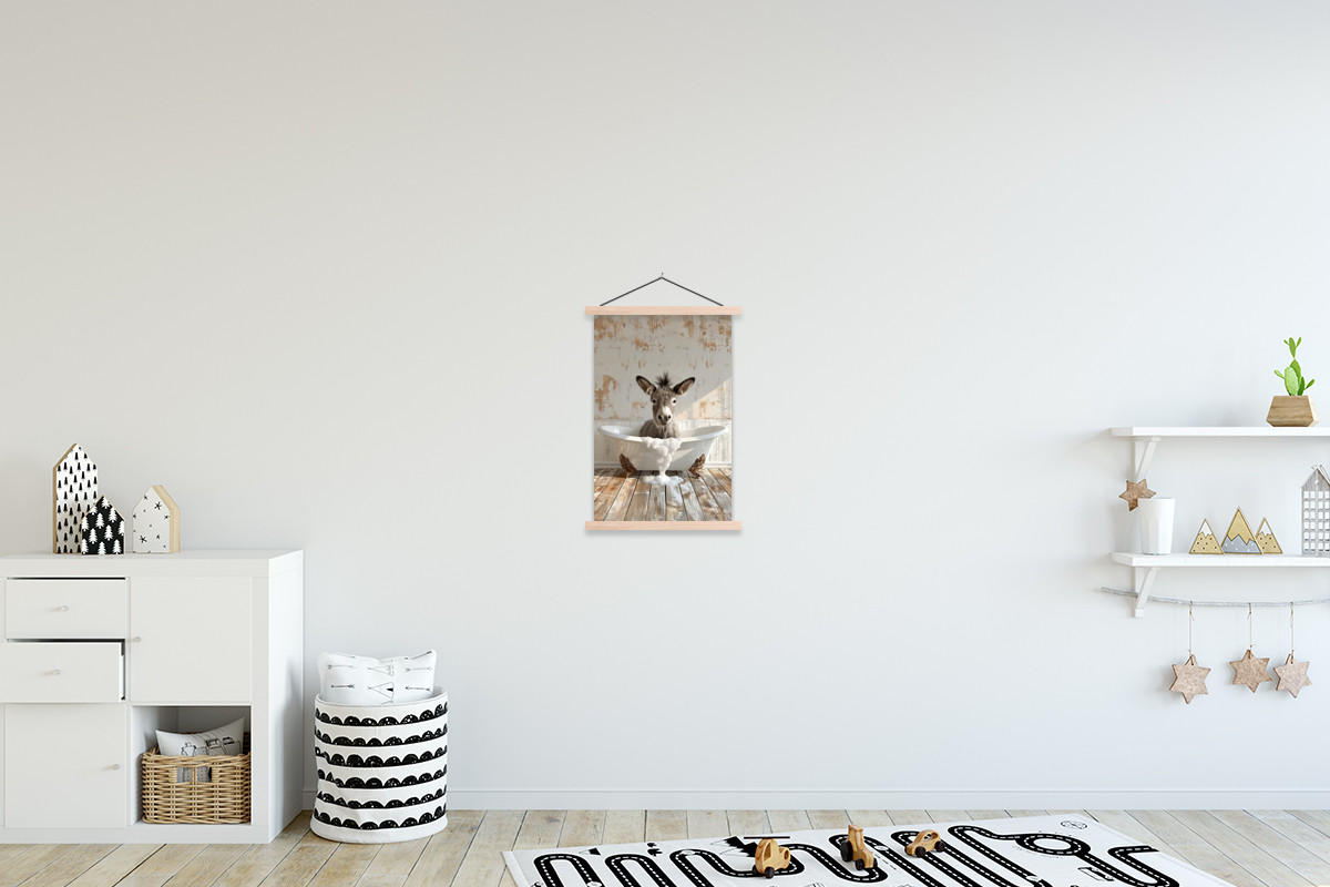 POSTER Esel - Tiere - Badewanne - Schaumstoff 40x60 cm - Weiß, Textil (40/60/0.15cm) - MuchoWow