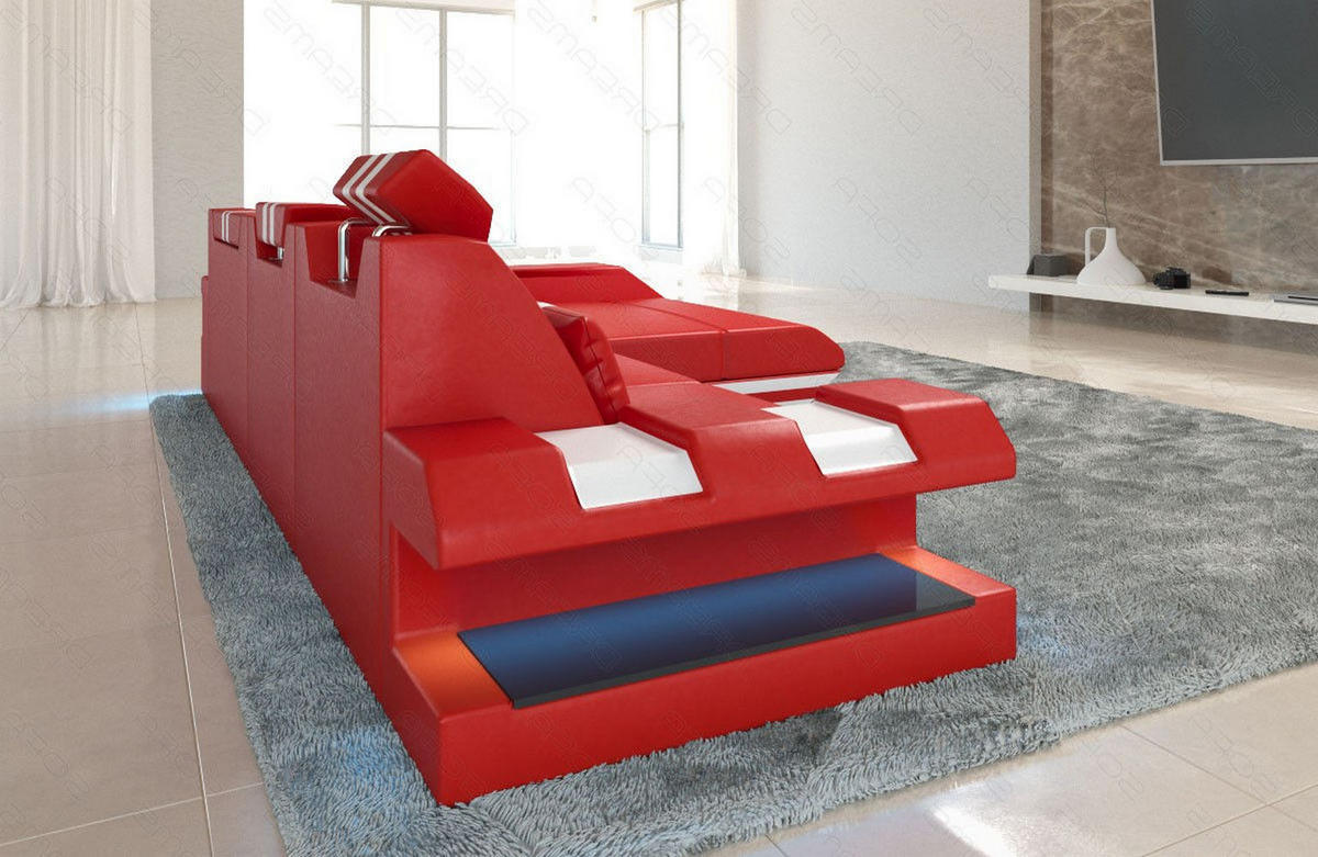 ECKSOFA Apollonia L - Rot, Leder (190/295cm) - Sofa Dreams