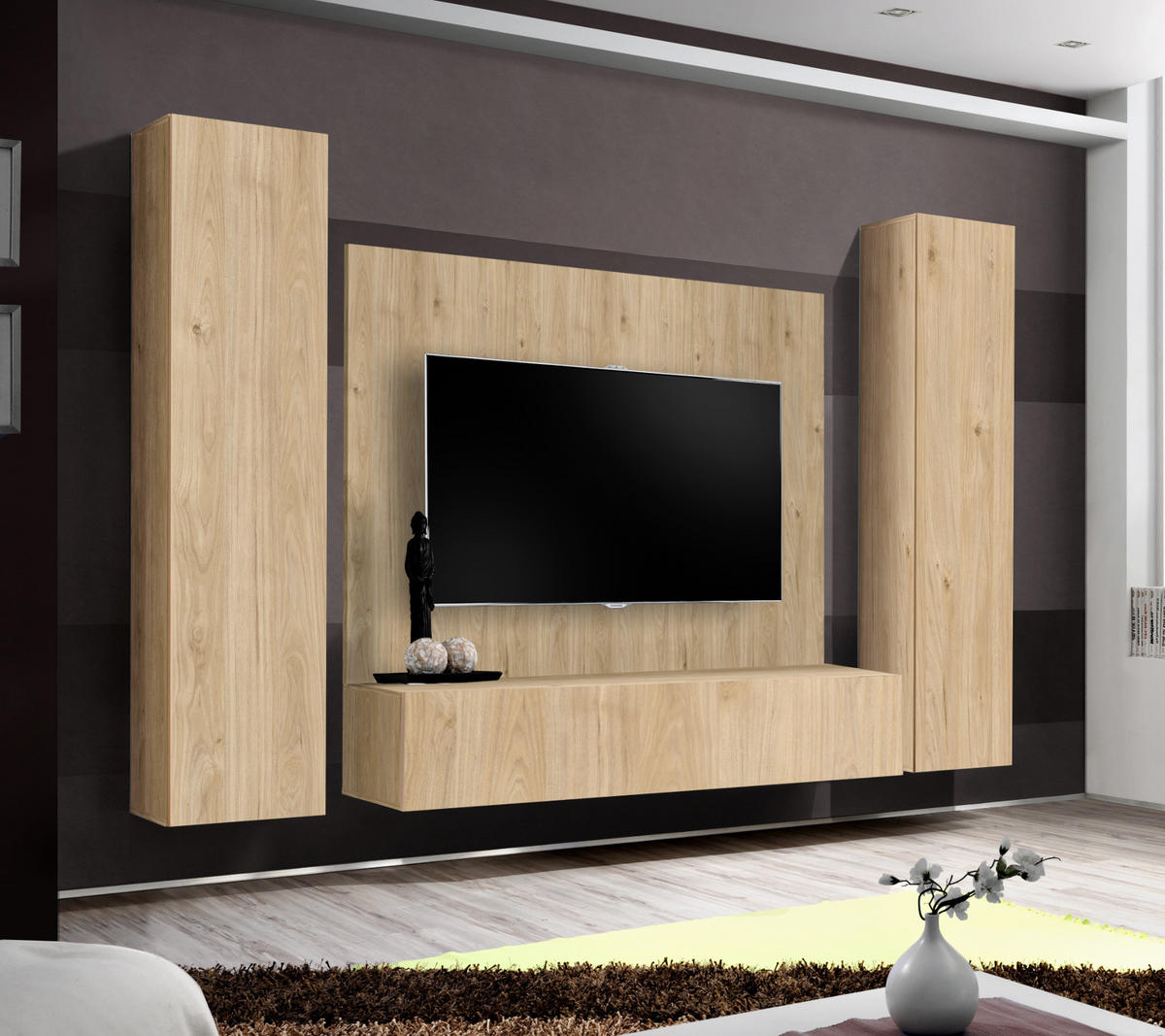 WANDPANEEL Eiche Jackson 160 x 118 cm, TV Rückwandverkleidung in modernem Design - Eichefarben, Holzwerkstoff (160/118/1.6cm) - Inn.Furn