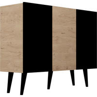 SIDEBOARD Ivy 120/95/40 in Lancelot Eiche, Schwarz - Schwarz/Braun, Holz/Holzwerkstoff (120/95.5/39.9cm) - WFL GROUP