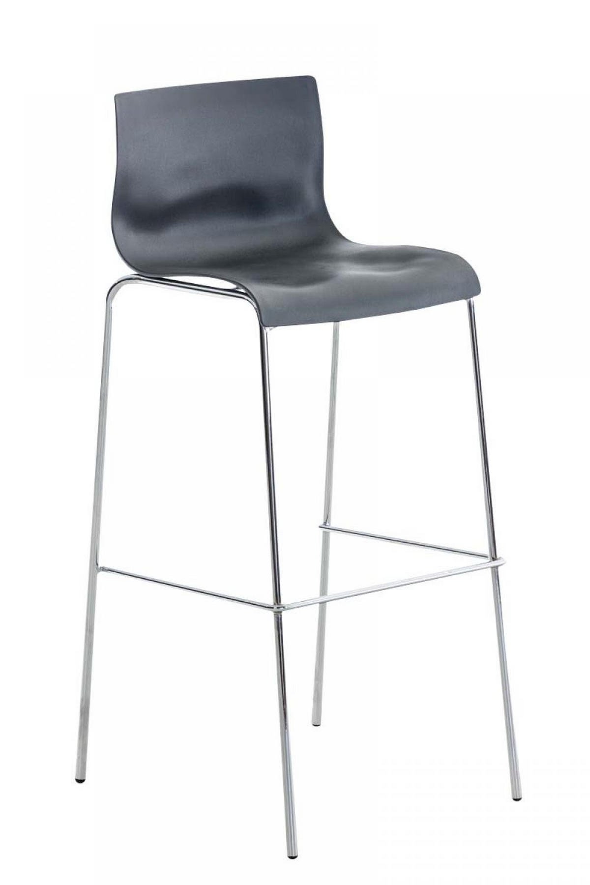BARHOCKER 2er Set Kunststoff grau - Chromfarben/Grau, Kunststoff/Metall (43/100/48cm) - CLP